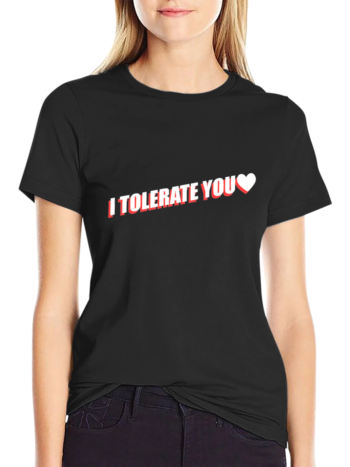 I Tolerate You Black Cotton Graphic Tee