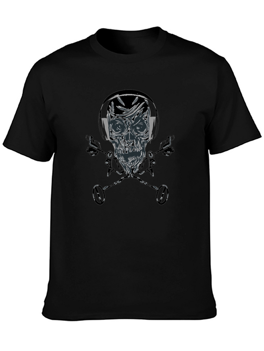 Skull & Hockey Sticks Graphic Black T-Shirt