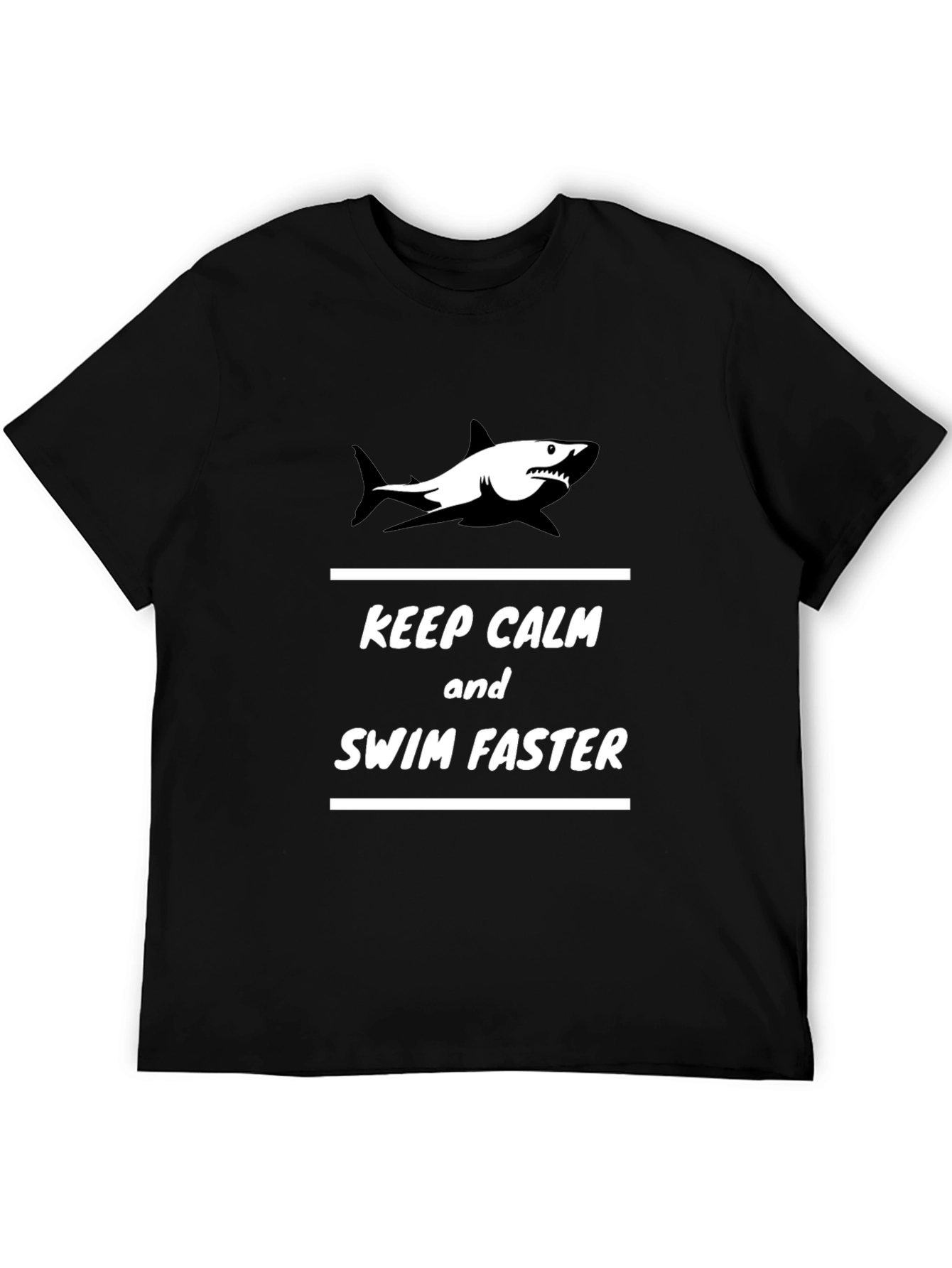 Keep Calm Shark Graphic Black T-Shirt