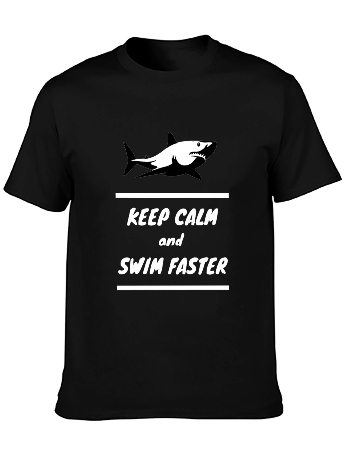 Keep Calm Shark Graphic Black T-Shirt