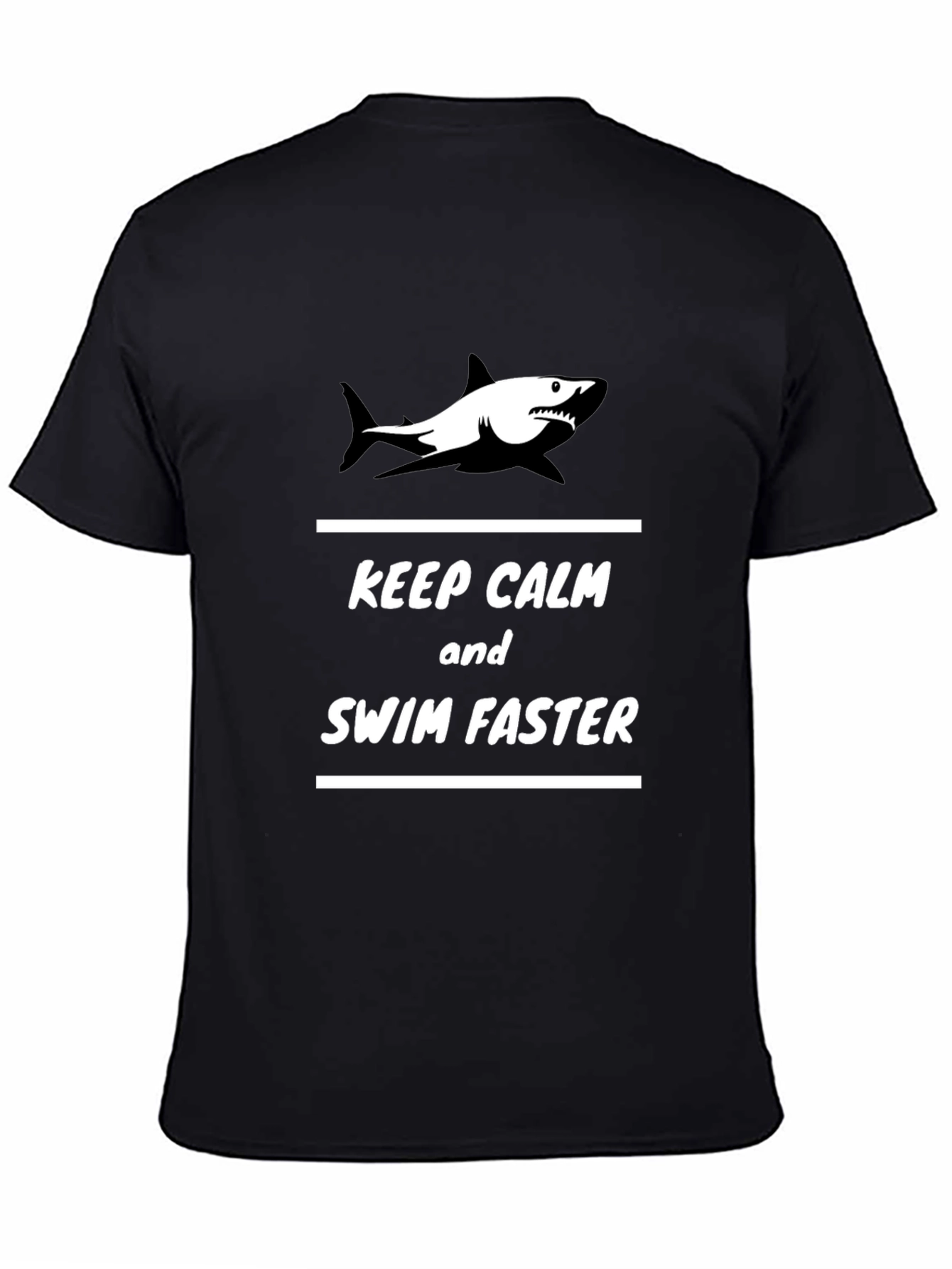 Keep Calm Shark Graphic Black T-Shirt