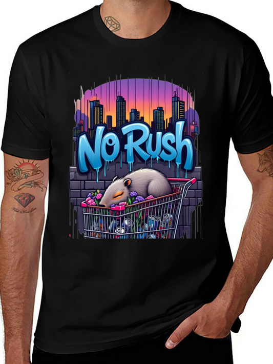 No Rush Tee - Capybara in Shopping Cart