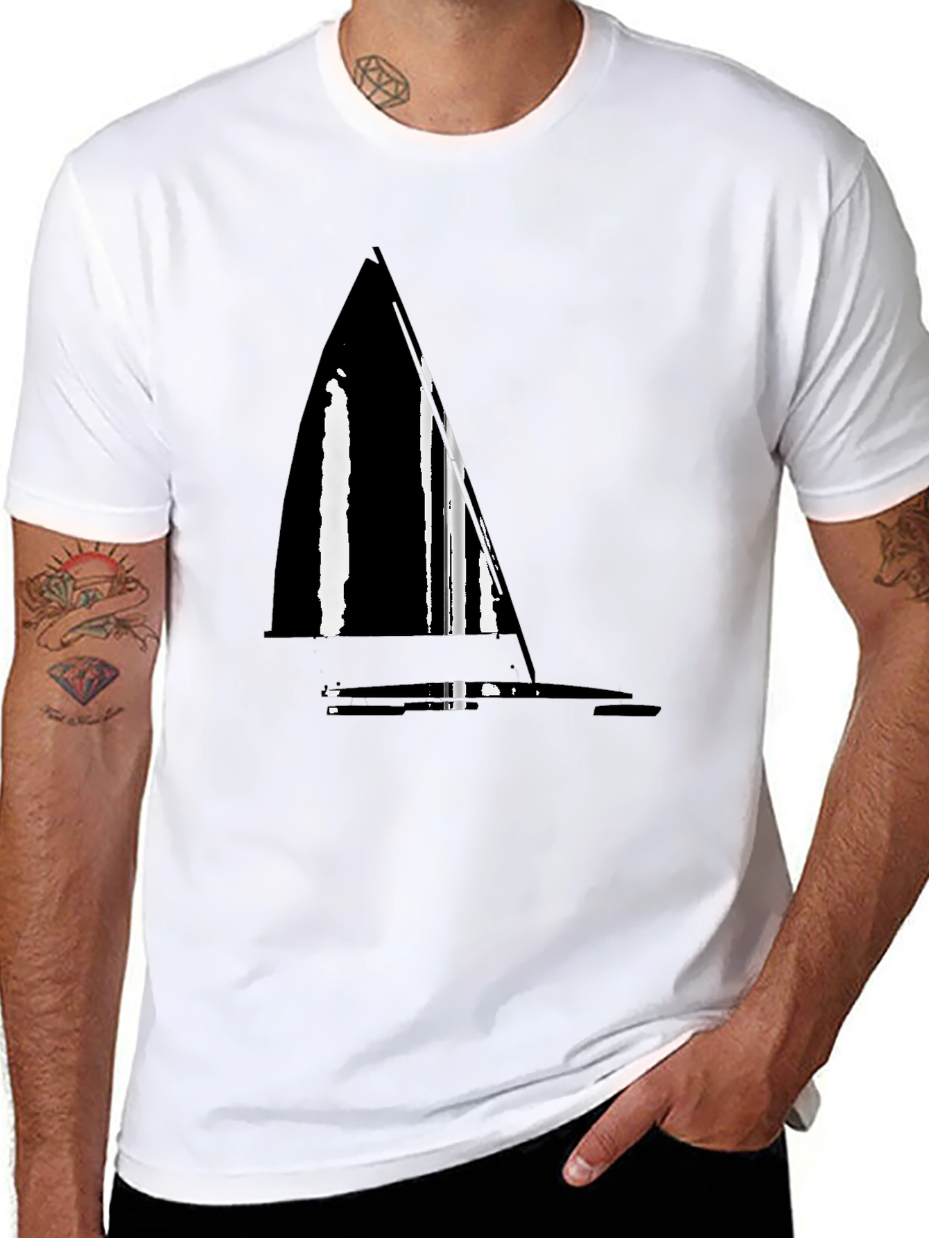 Nautical Sailboat Graphic Tee - Stylish Black T-Shirt
