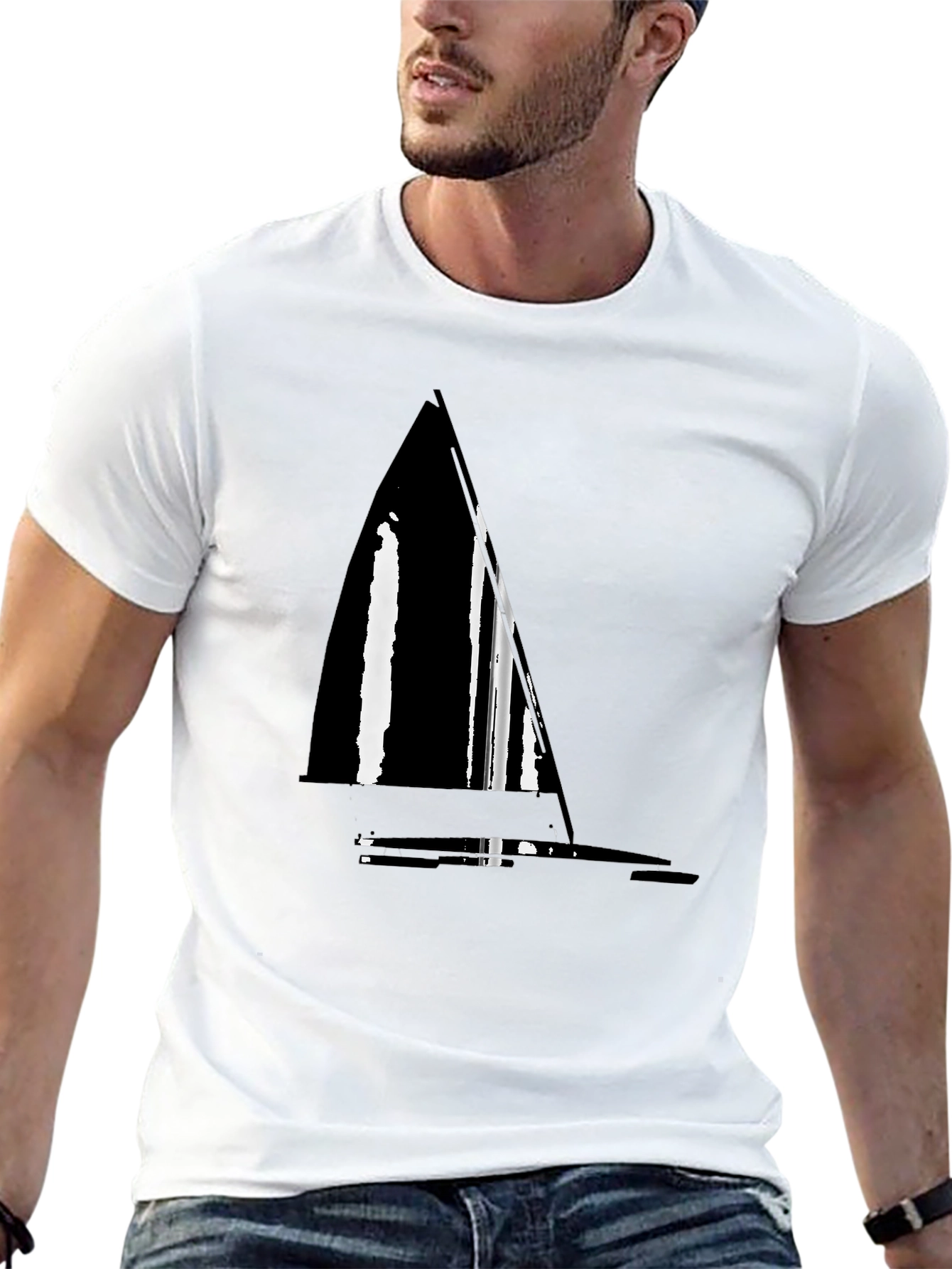Nautical Sailboat Graphic Tee - Stylish Black T-Shirt