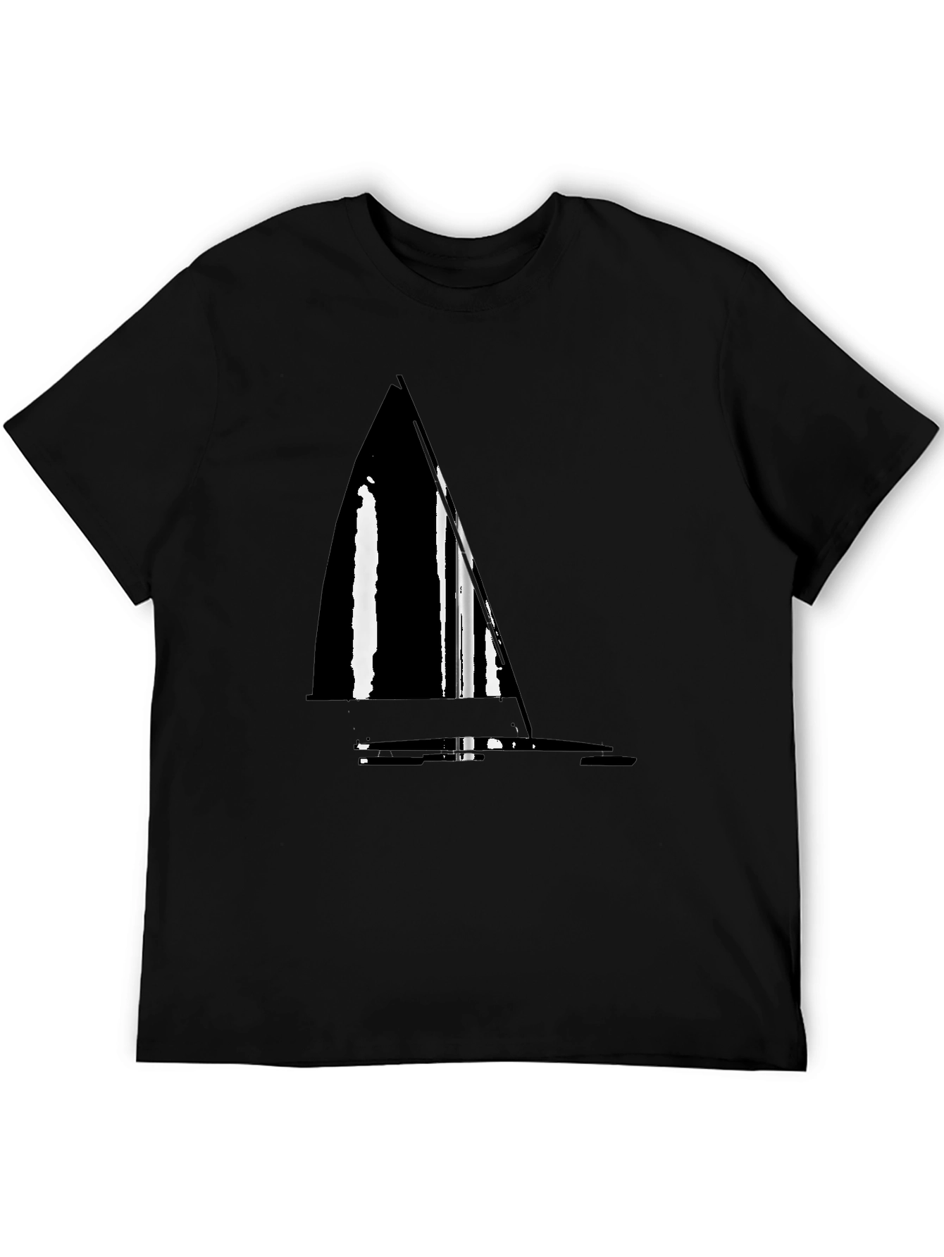 Nautical Sailboat Graphic Tee - Stylish Black T-Shirt