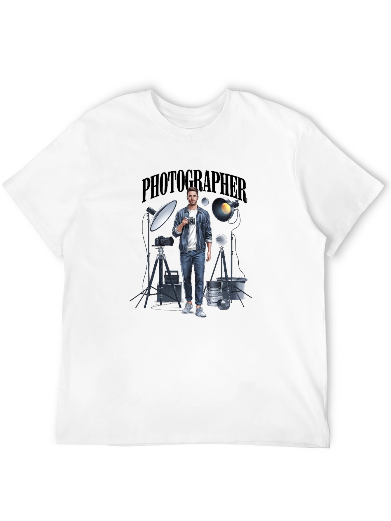 Photographer Graphic Tee - Black Crew Neck T-Shirt