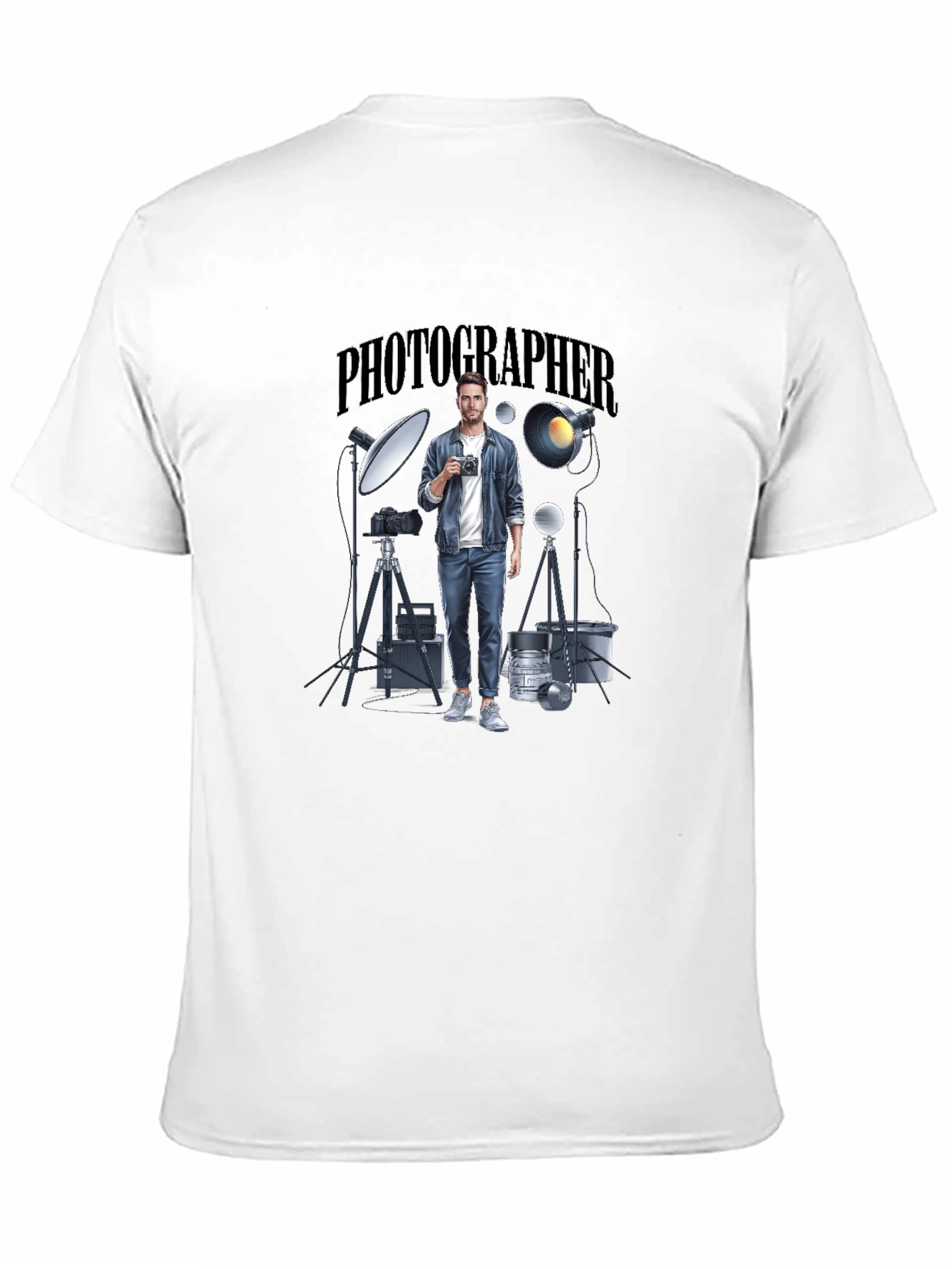 Photographer Graphic Tee - Black Crew Neck T-Shirt