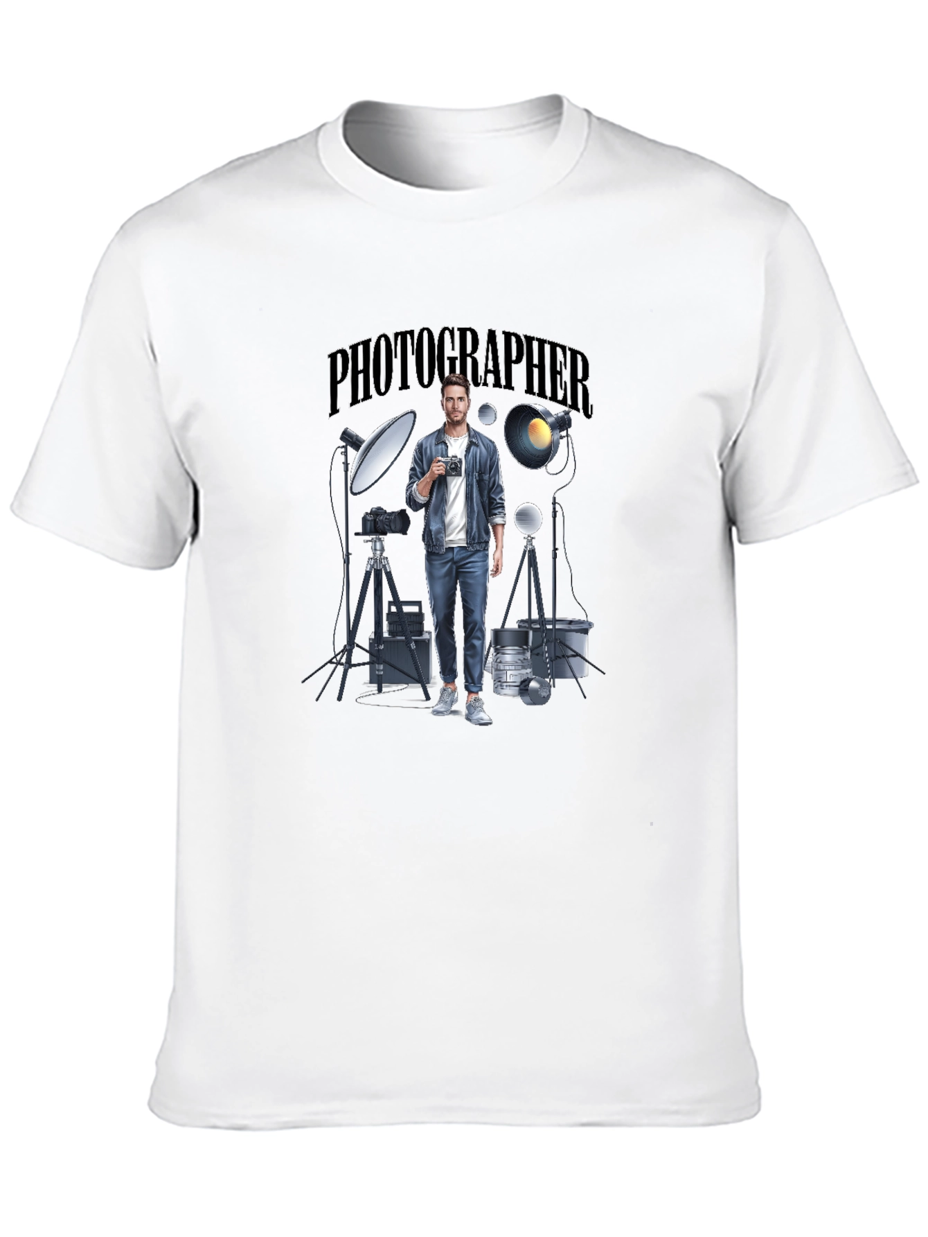 Photographer Graphic Tee - Black Crew Neck T-Shirt