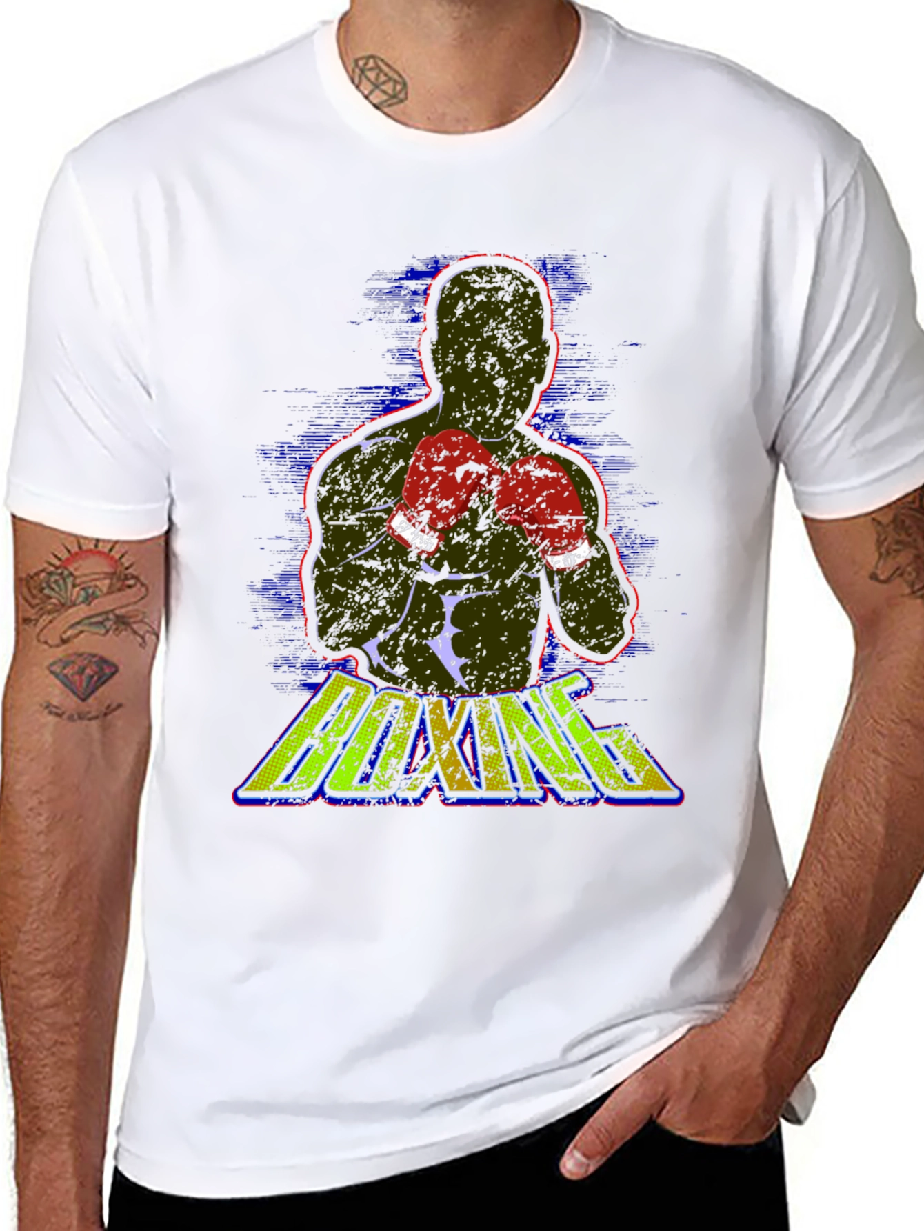 Boxing Graphic Print Crew Neck T-Shirt