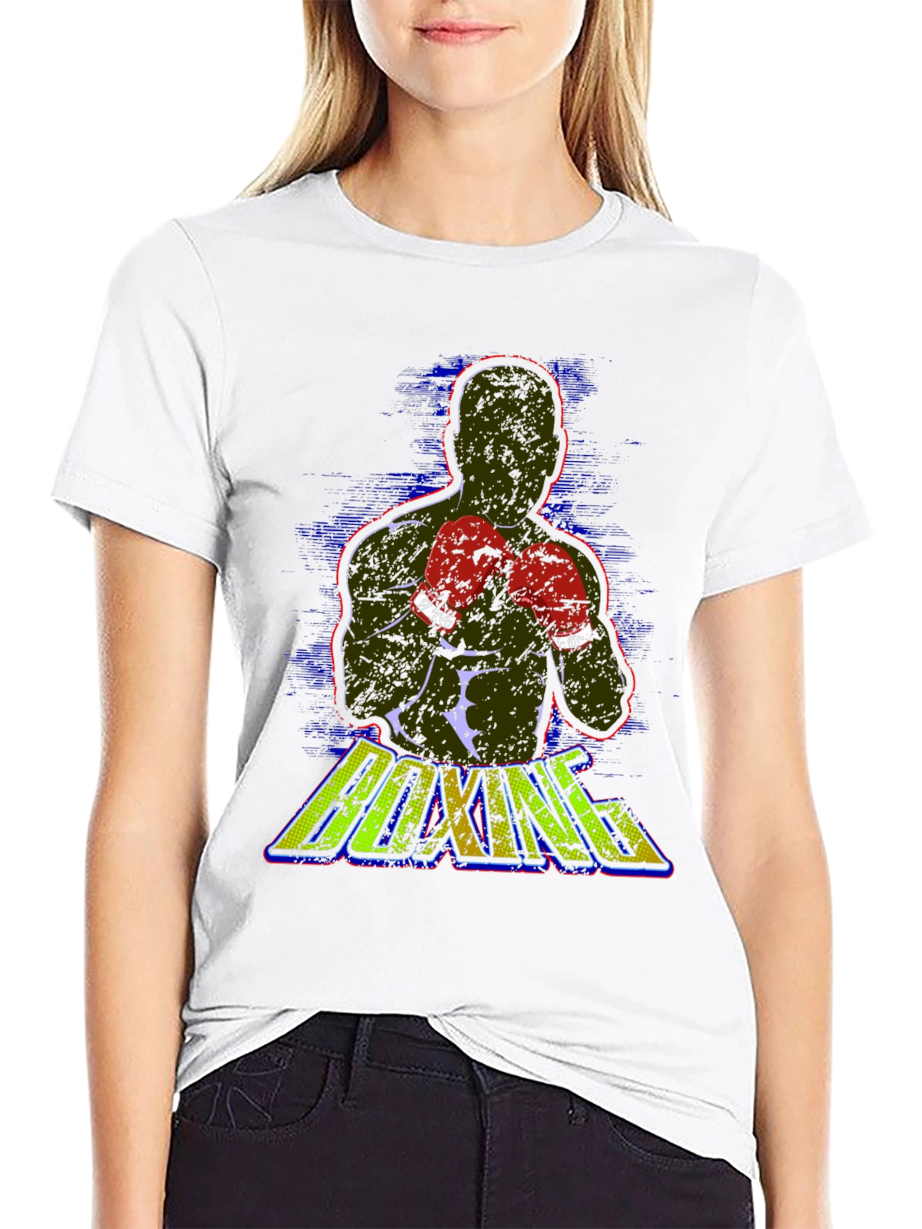 Boxing Graphic Print Crew Neck T-Shirt