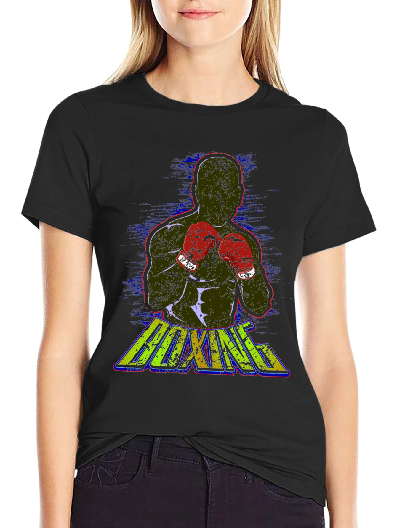 Boxing Graphic Print Crew Neck T-Shirt