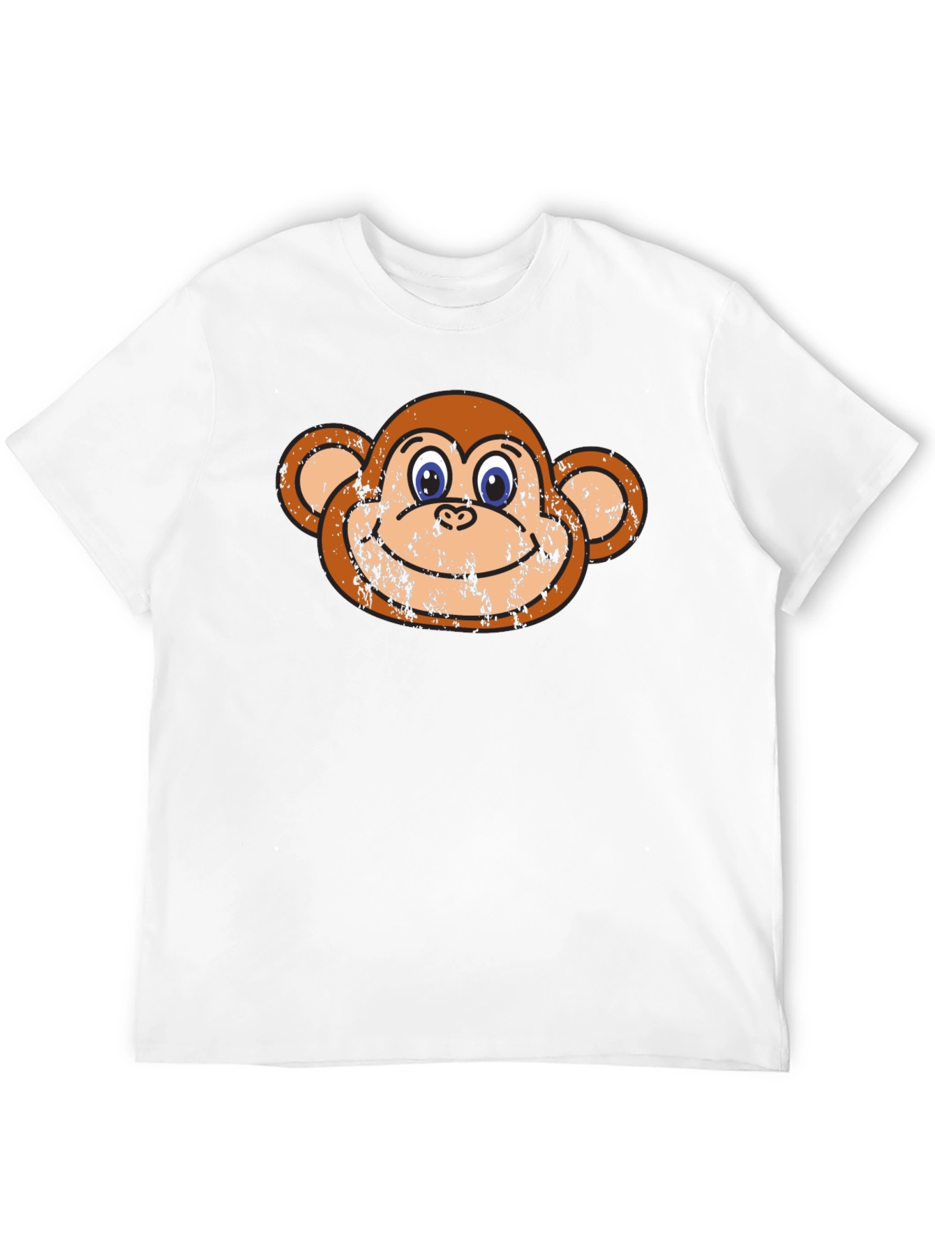 Funny Monkey Face Graphic Tee - Black Cotton T-Shirt
