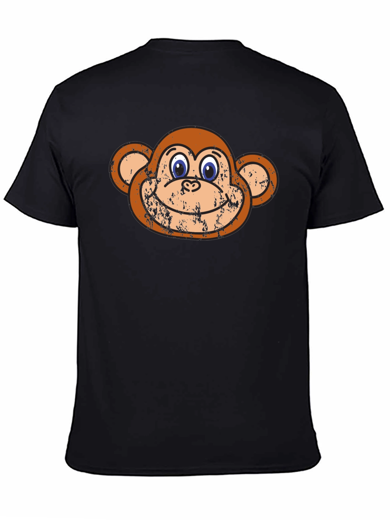 Funny Monkey Face Graphic Tee - Black Cotton T-Shirt