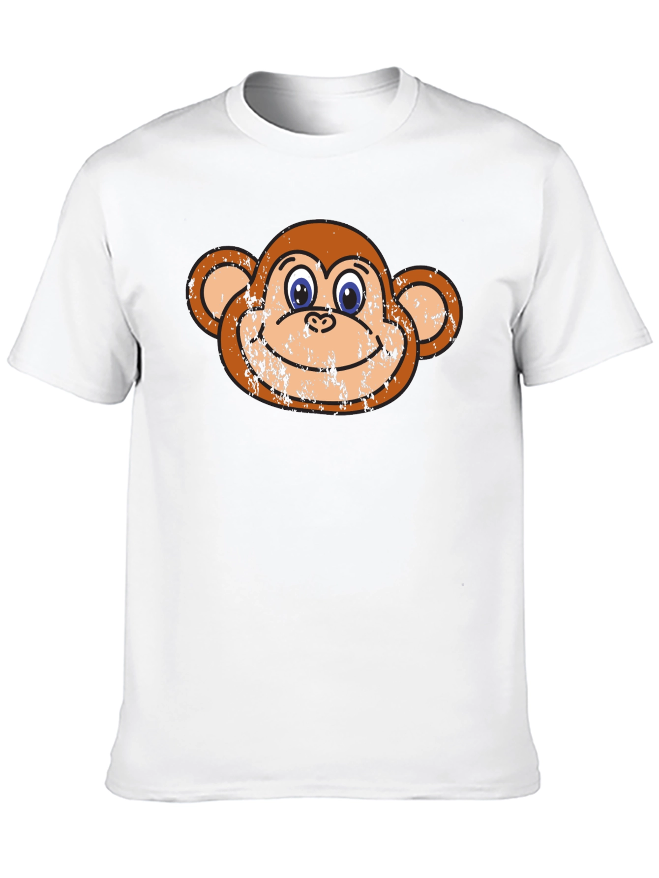 Funny Monkey Face Graphic Tee - Black Cotton T-Shirt