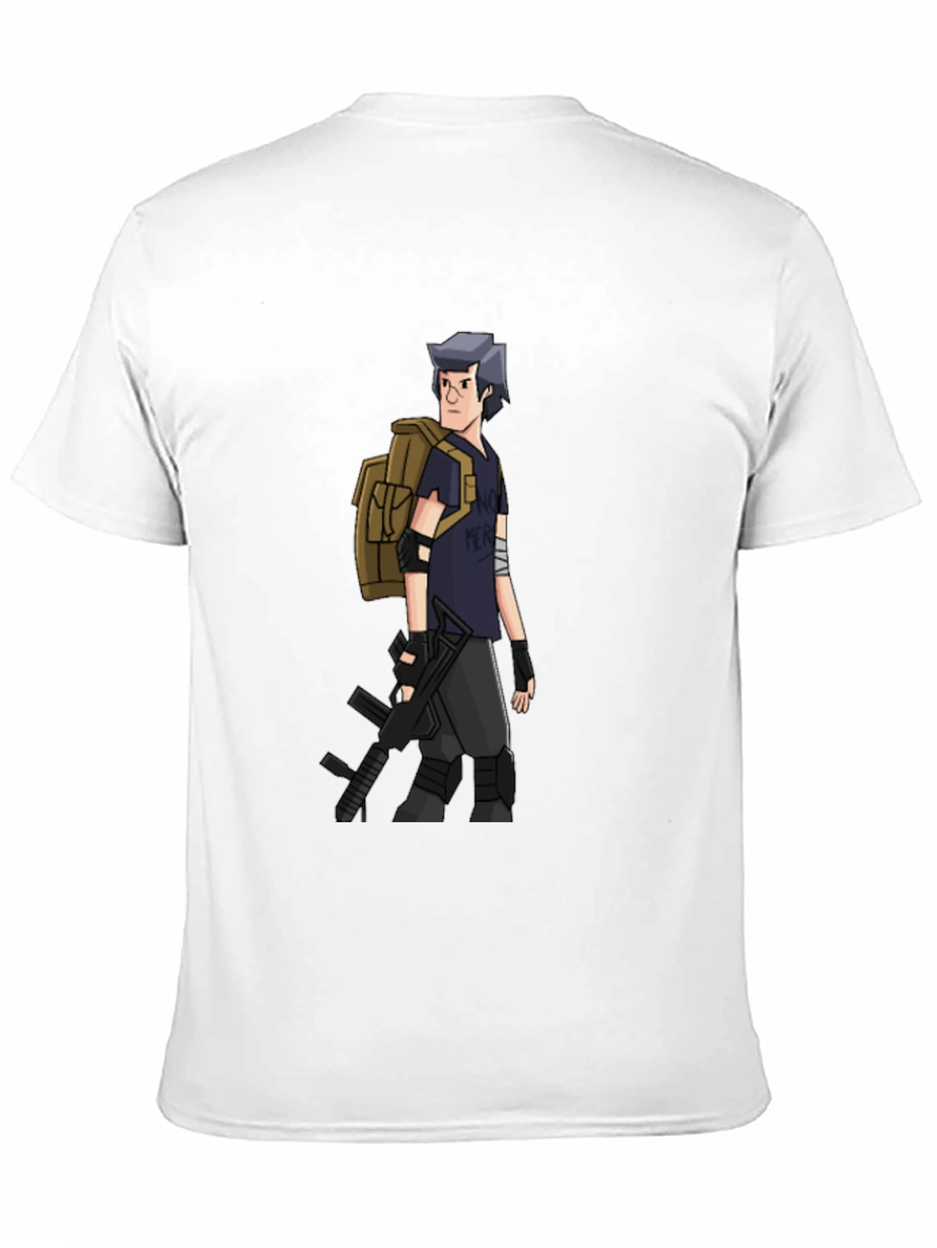 Animated Soldier Graphic Tee - Black Cotton Blend