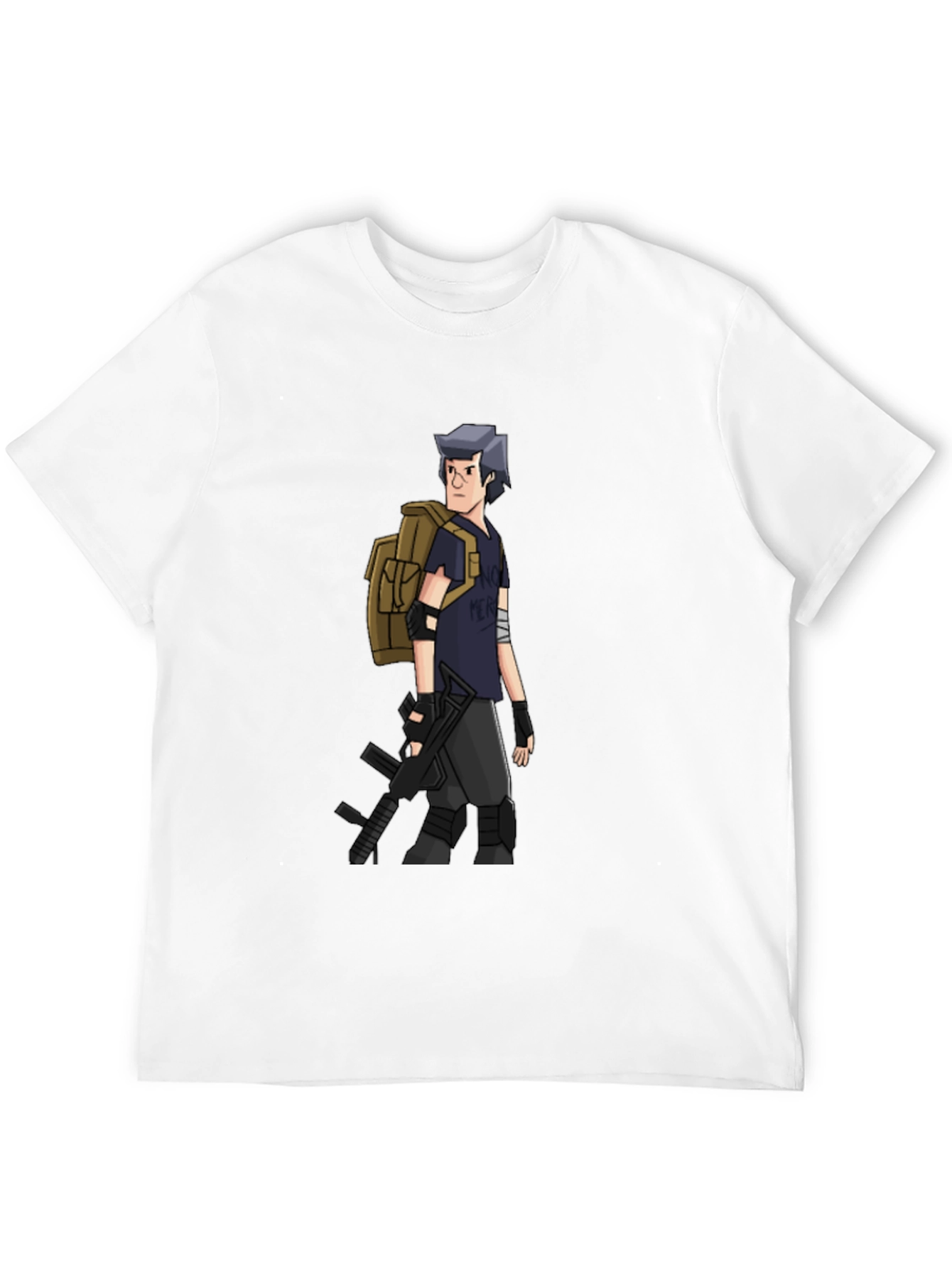 Animated Soldier Graphic Tee - Black Cotton Blend