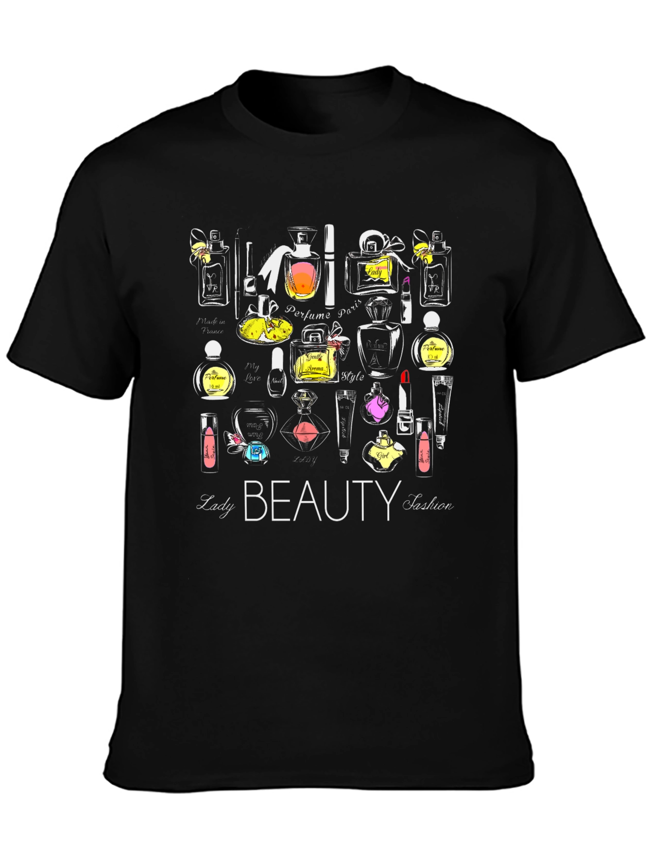 Beauty Fashion T-Shirt - Ladys Perfume & Makeup Design