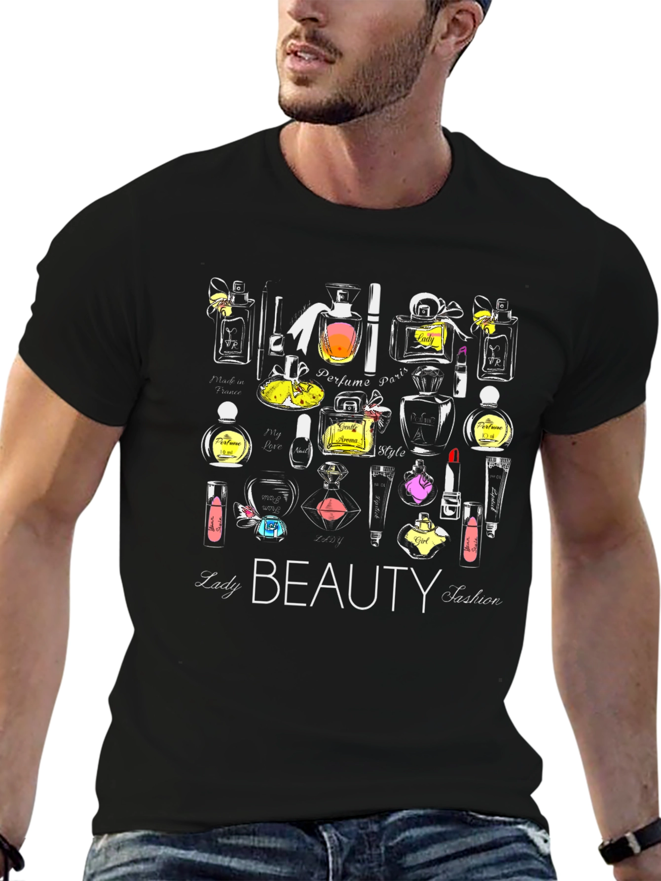 Beauty Fashion T-Shirt - Ladys Perfume & Makeup Design