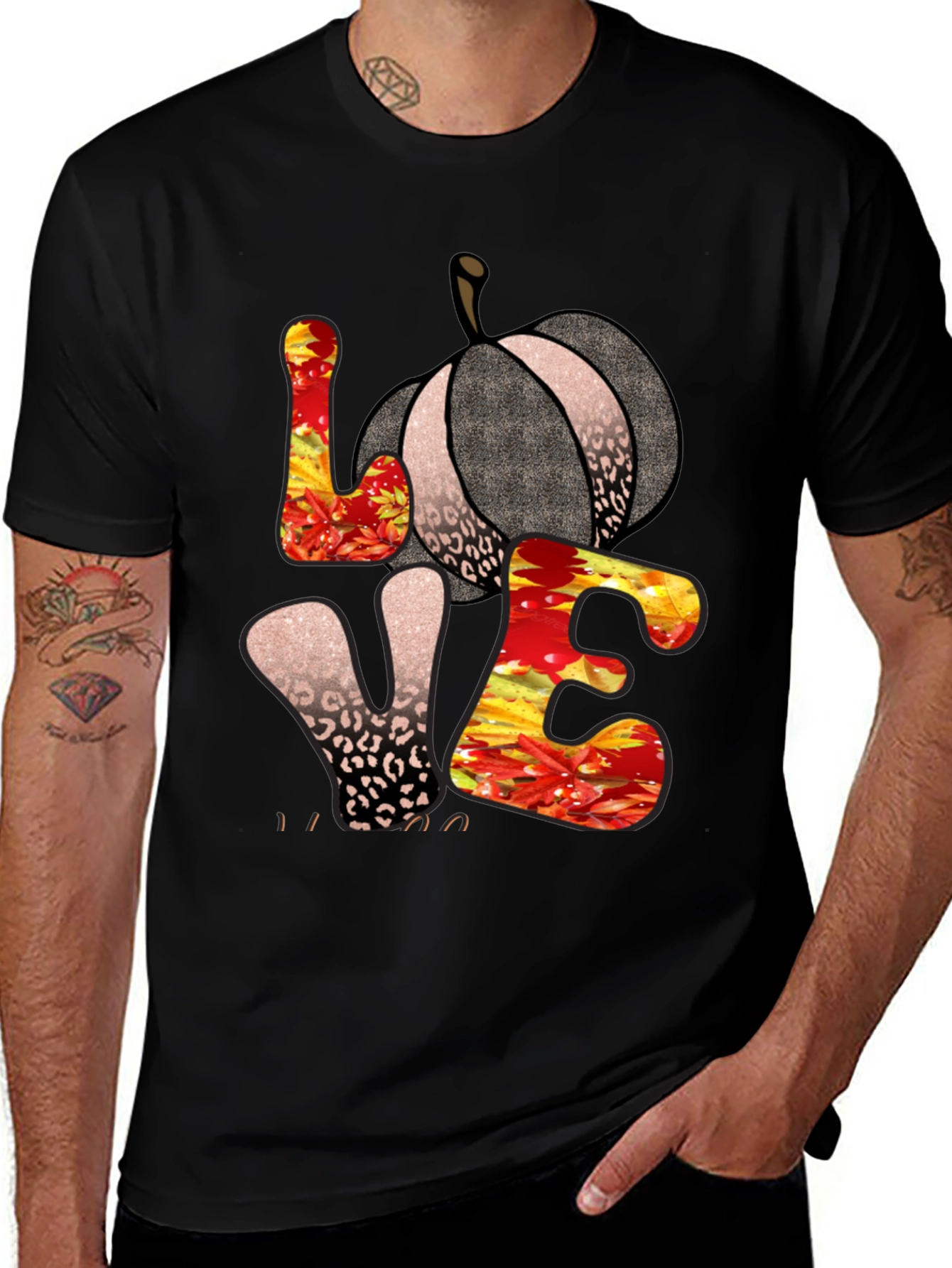 Fall Love Pumpkin Leopard Print T-Shirt