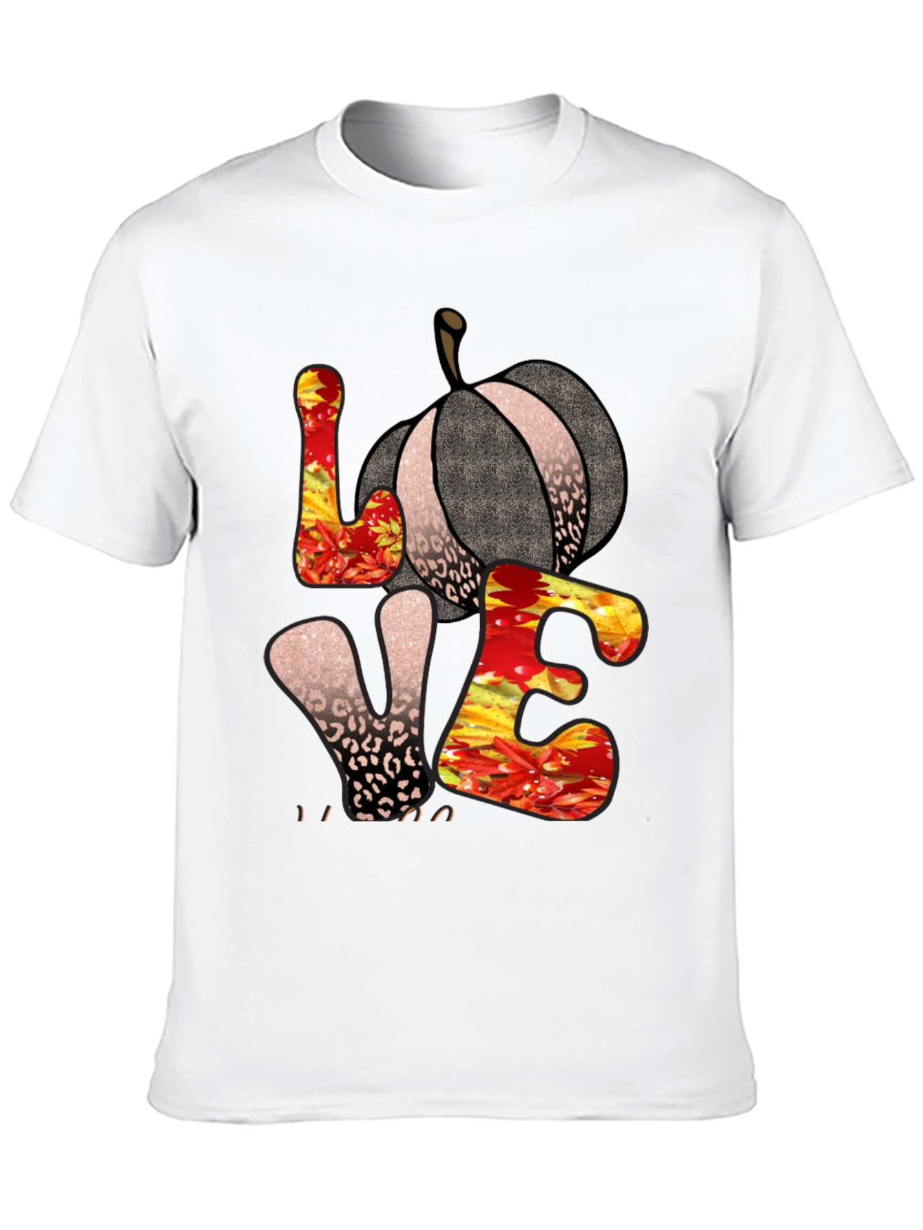 Fall Love Pumpkin Leopard Print T-Shirt