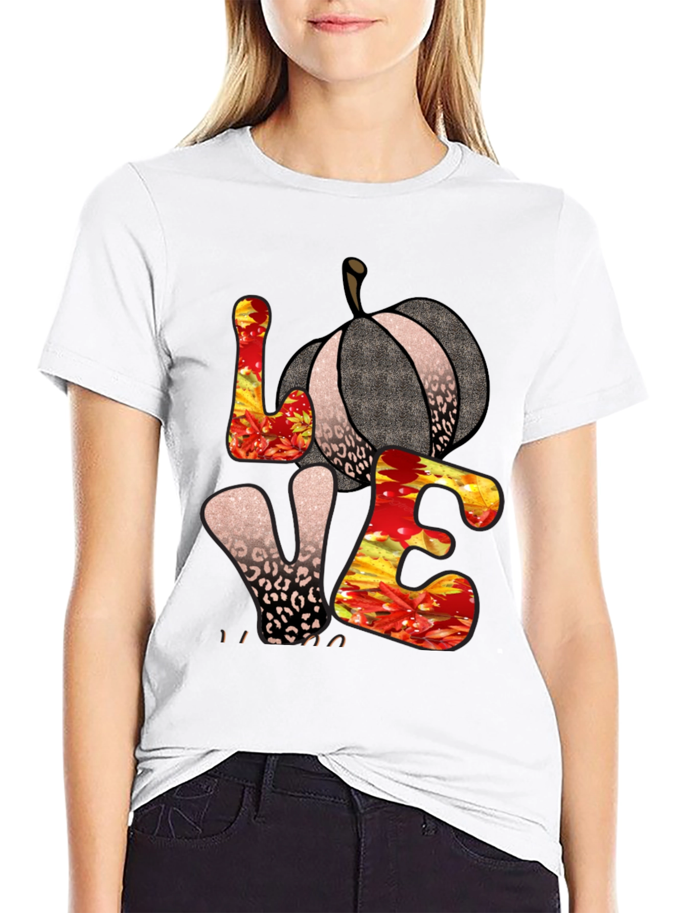 Fall Love Pumpkin Leopard Print T-Shirt
