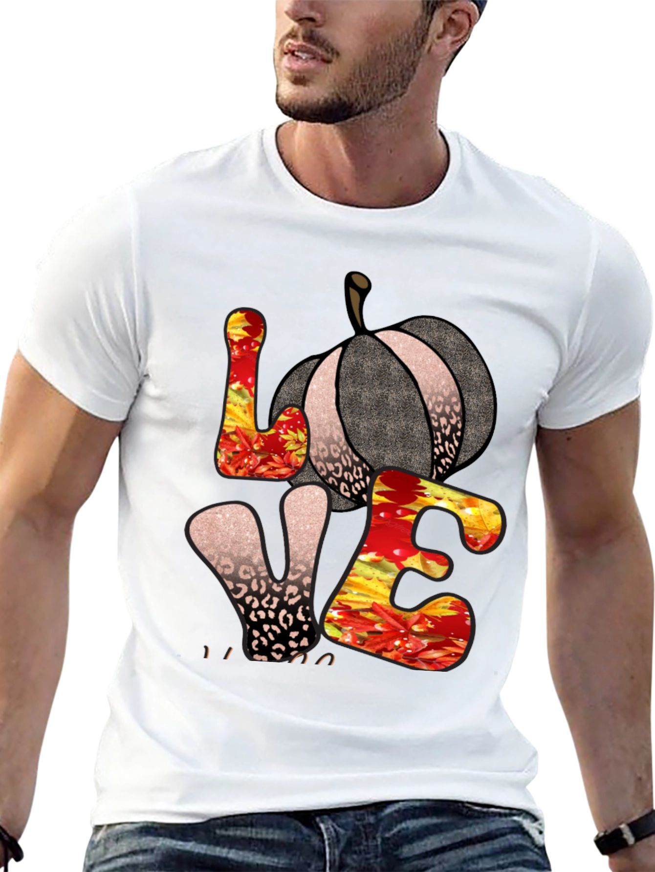 Fall Love Pumpkin Leopard Print T-Shirt