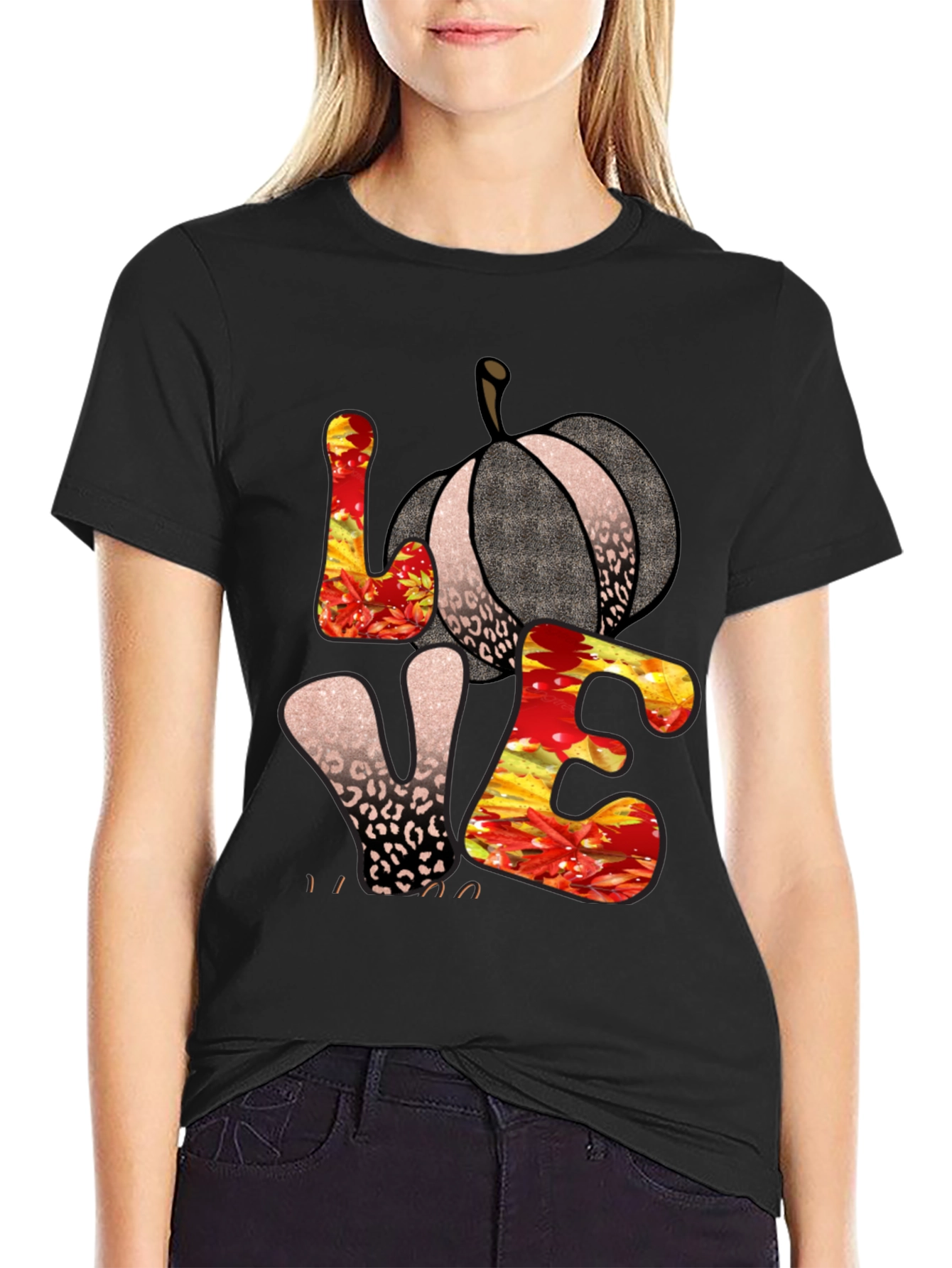 Fall Love Pumpkin Leopard Print T-Shirt