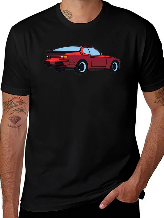 Retro Car Graphic Tee - Black Cotton T-Shirt