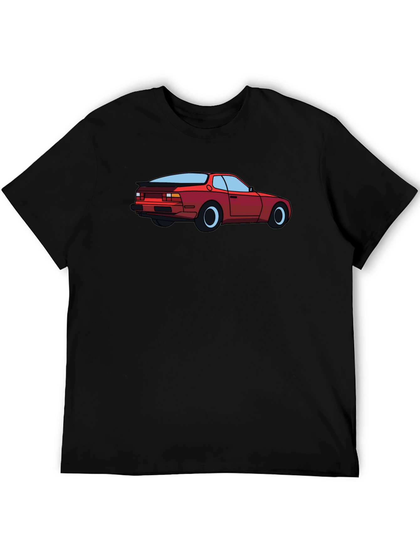 Retro Car Graphic Tee - Black Cotton T-Shirt