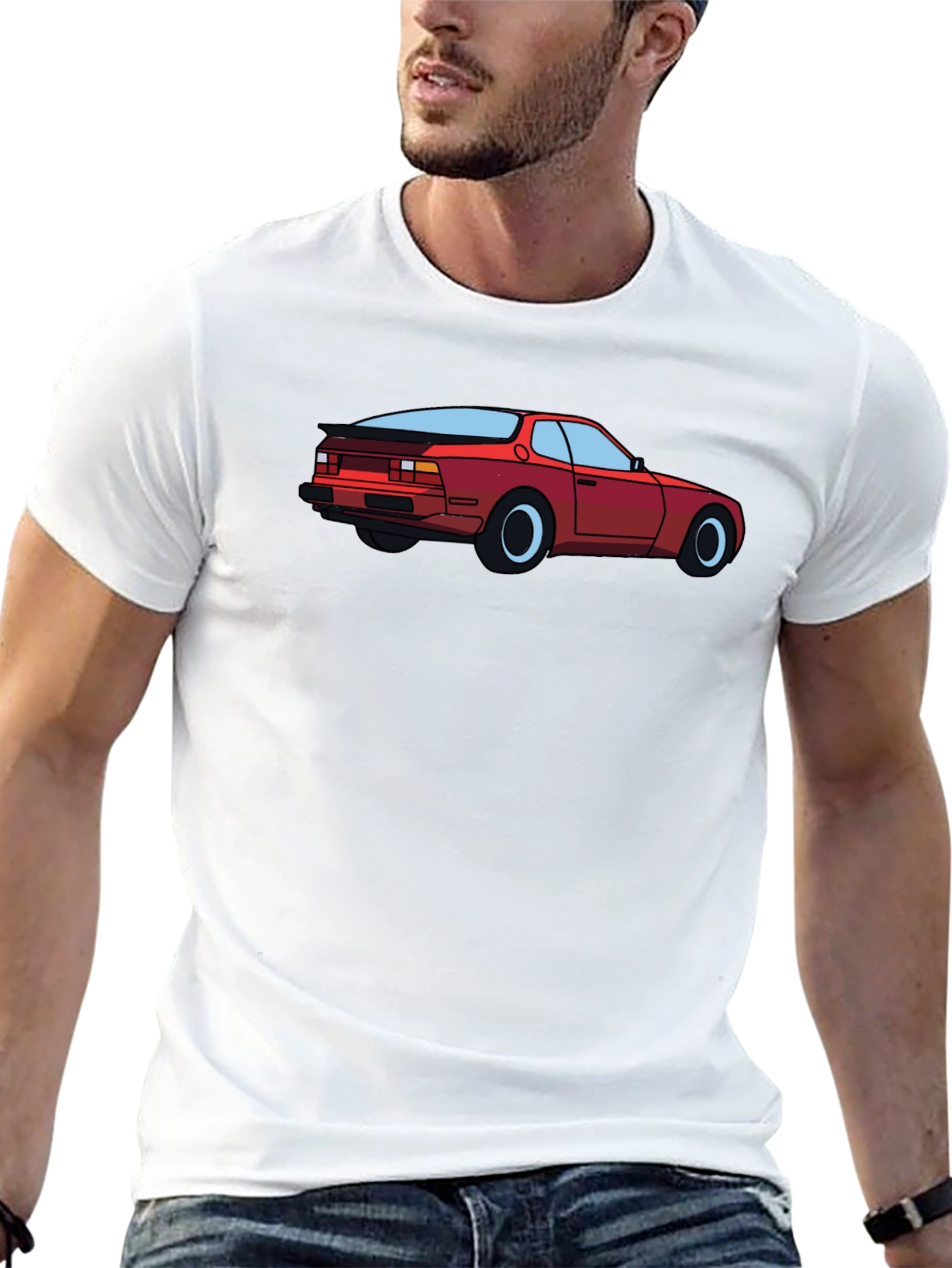 Retro Car Graphic Tee - Black Cotton T-Shirt