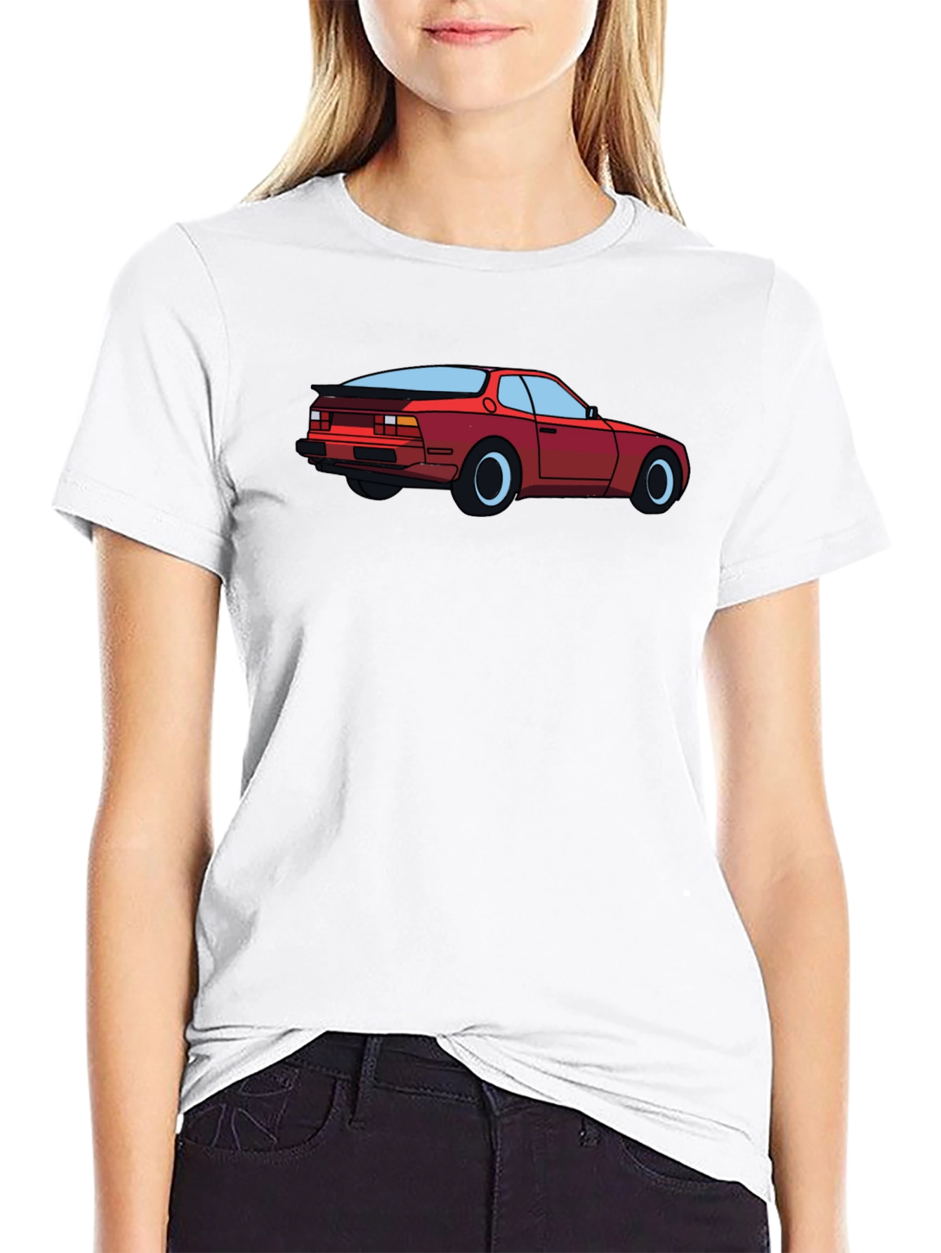 Retro Car Graphic Tee - Black Cotton T-Shirt