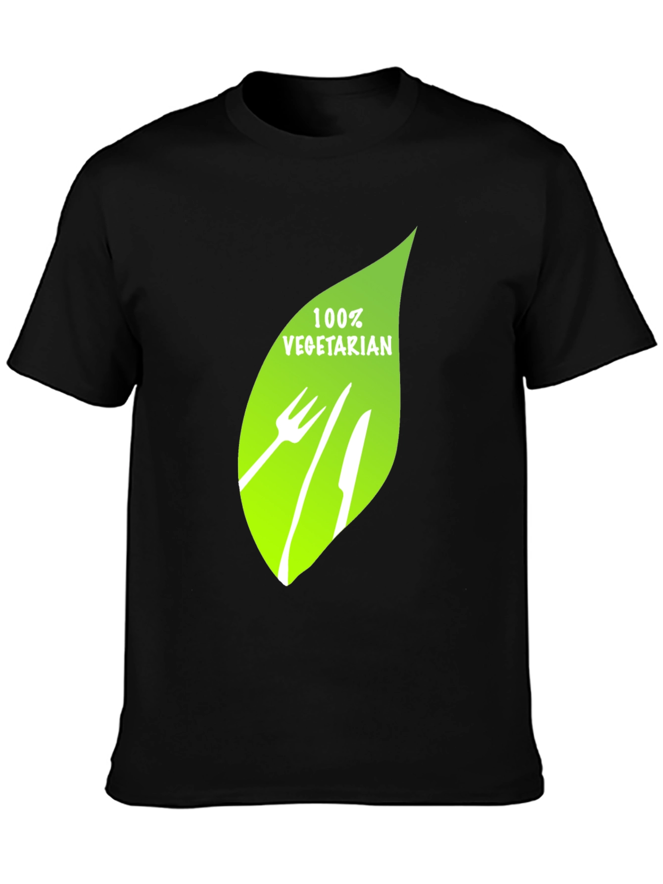 100% Vegetarian Graphic Print Black T-Shirt