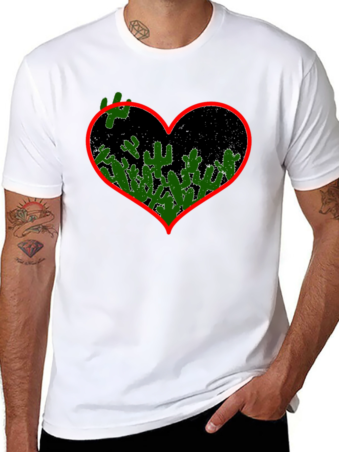 Cactus Heart Graphic Tee - Black