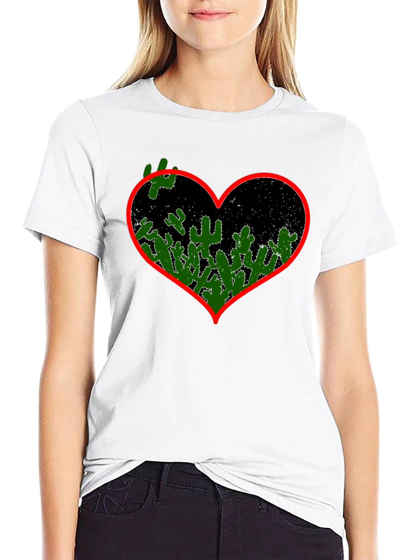 Cactus Heart Graphic Tee - Black