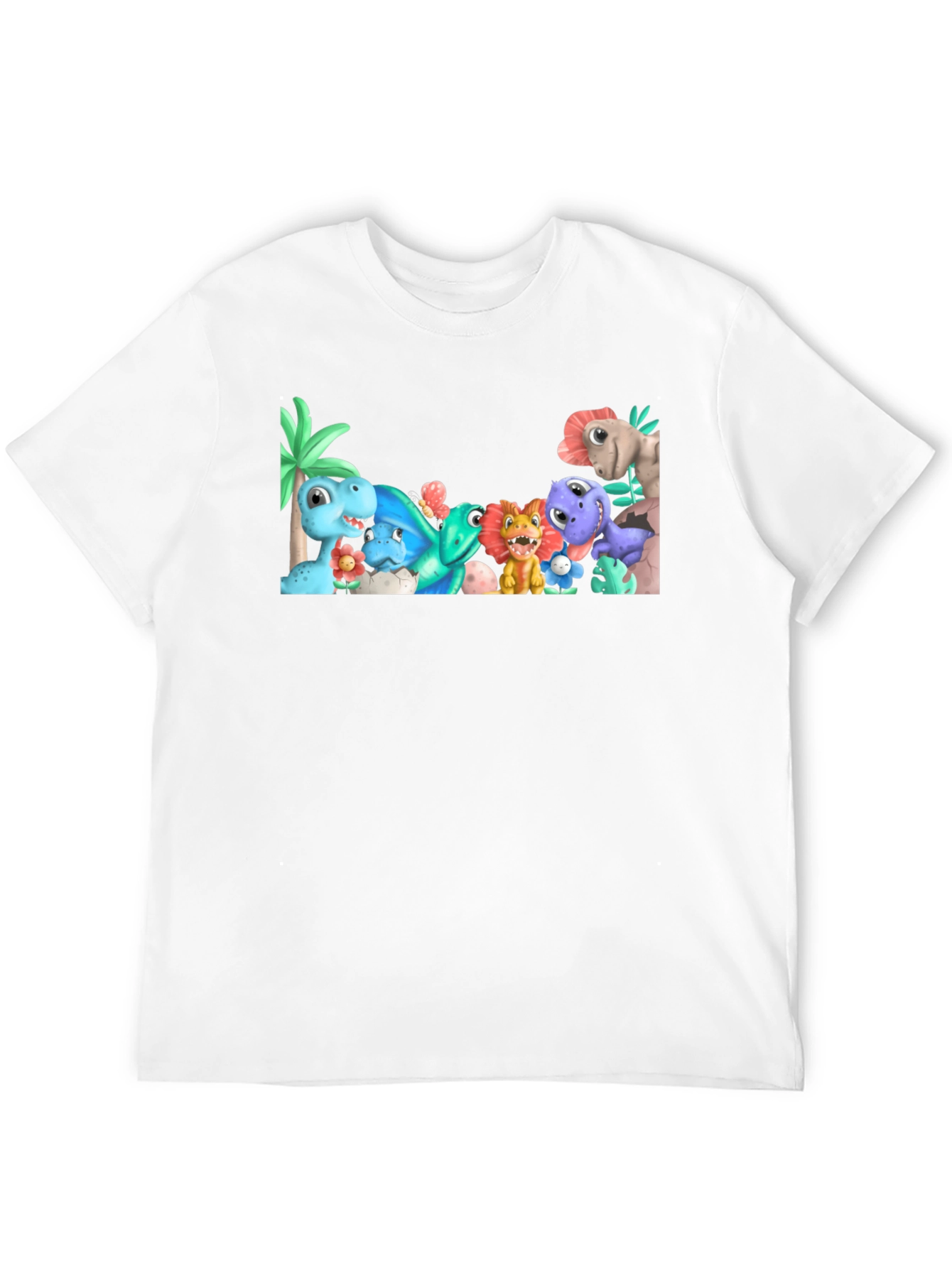 Cute Cartoon Dinosaur Graphic Black T-Shirt