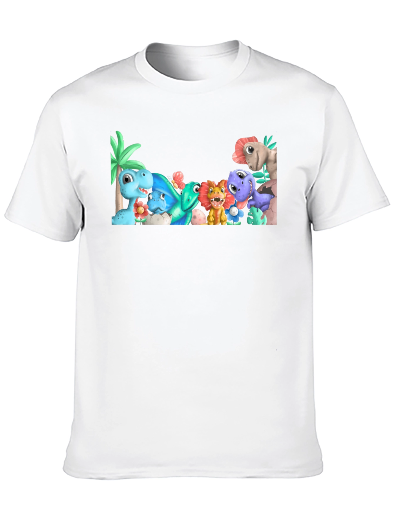 Cute Cartoon Dinosaur Graphic Black T-Shirt