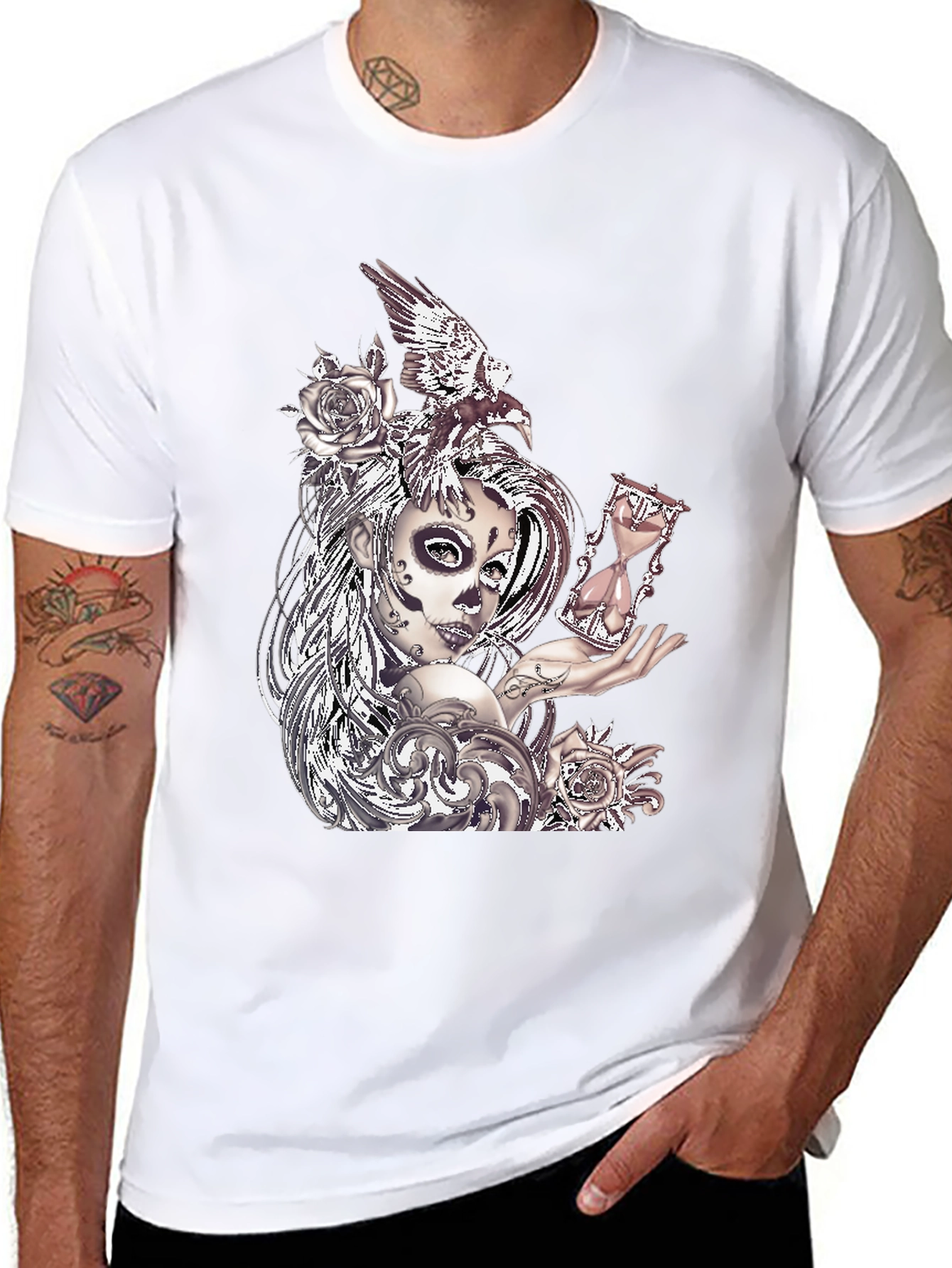 Sugar Skull Woman & Raven Graphic Tee