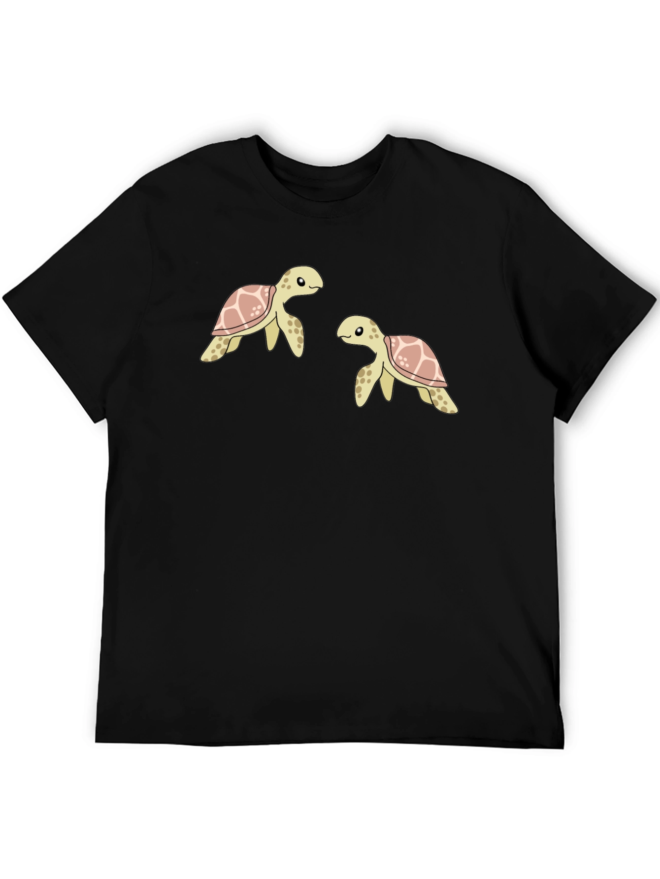 Cute Turtle Graphic Black T-Shirt
