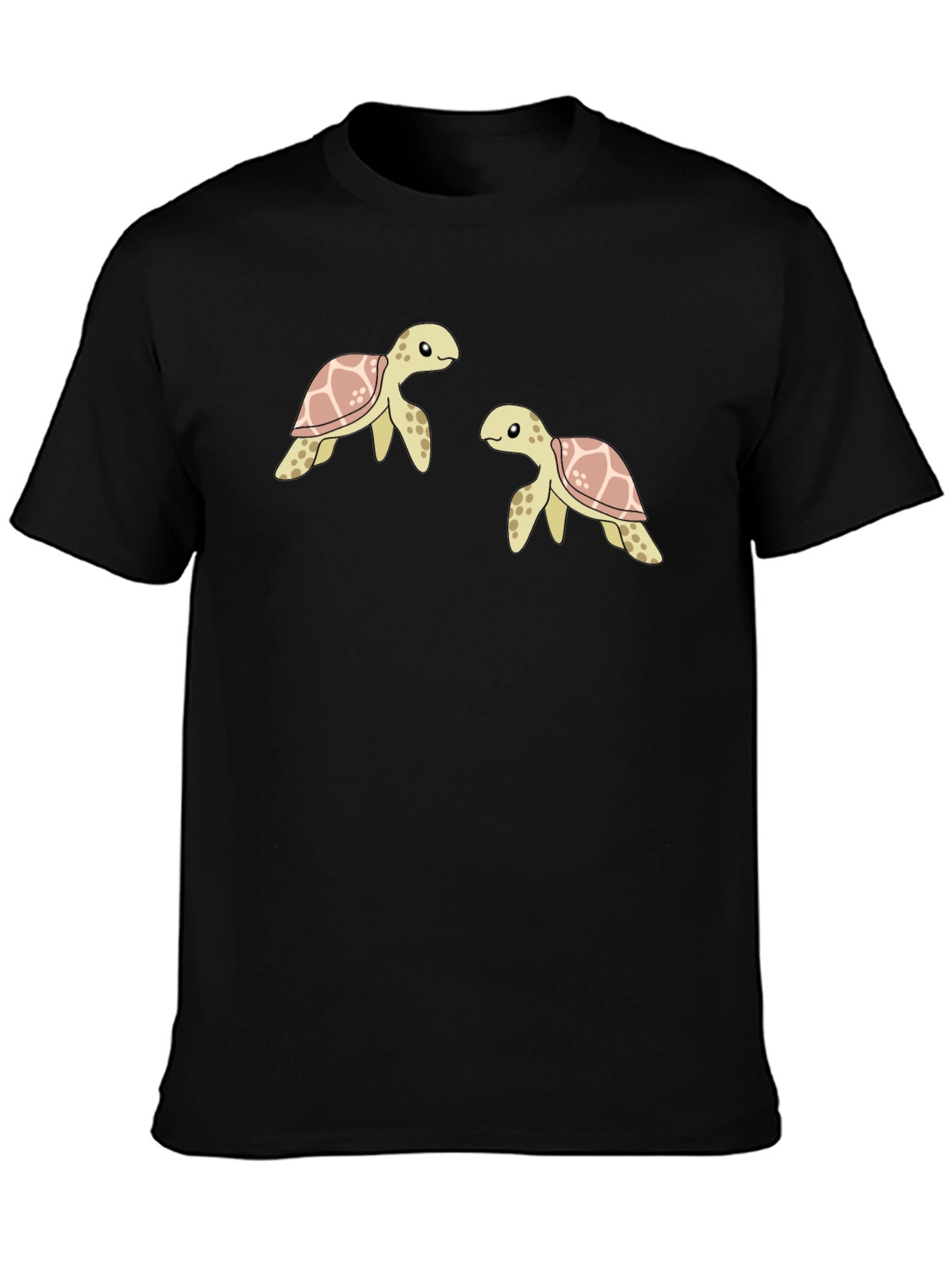 Cute Turtle Graphic Black T-Shirt