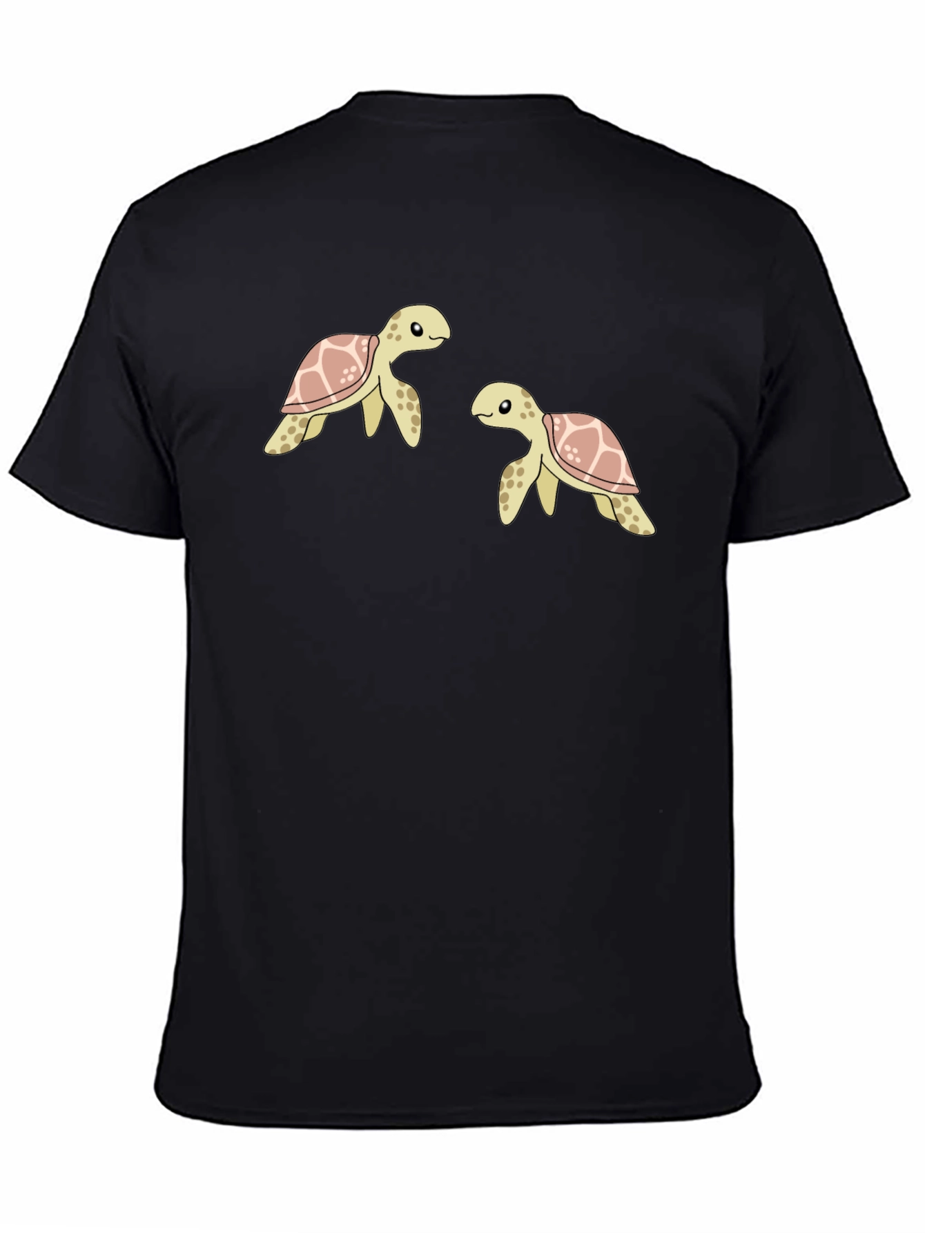 Cute Turtle Graphic Black T-Shirt