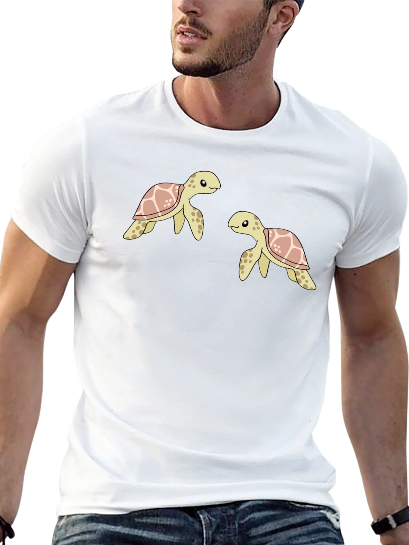 Cute Turtle Graphic Black T-Shirt