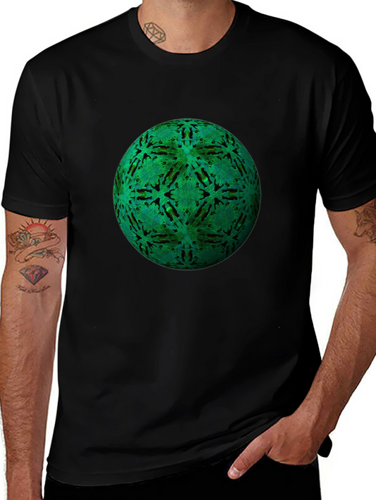 Green Orb Black T-Shirt - Unique Design