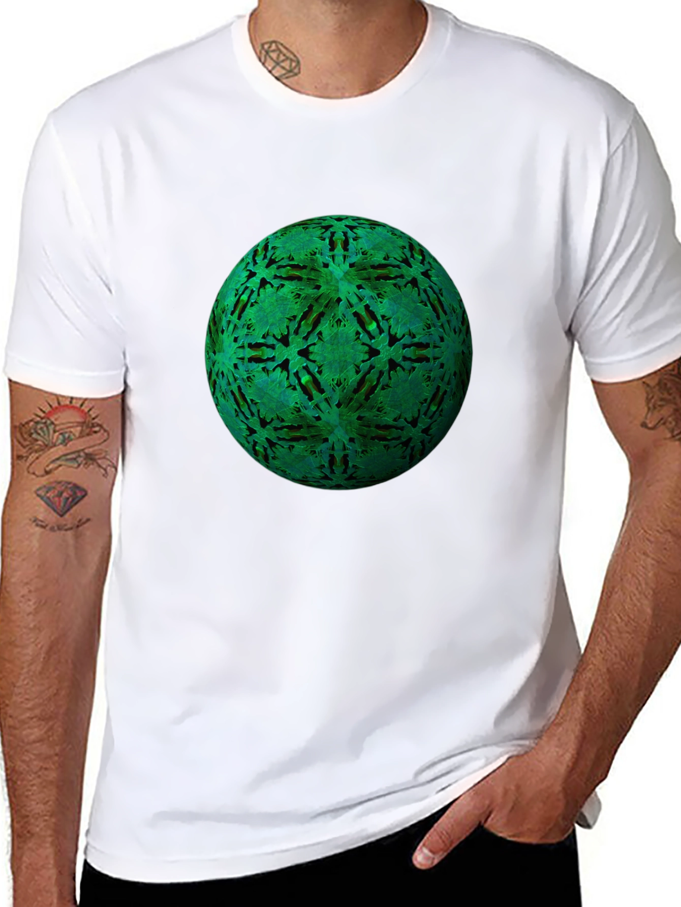Green Orb Black T-Shirt - Unique Design
