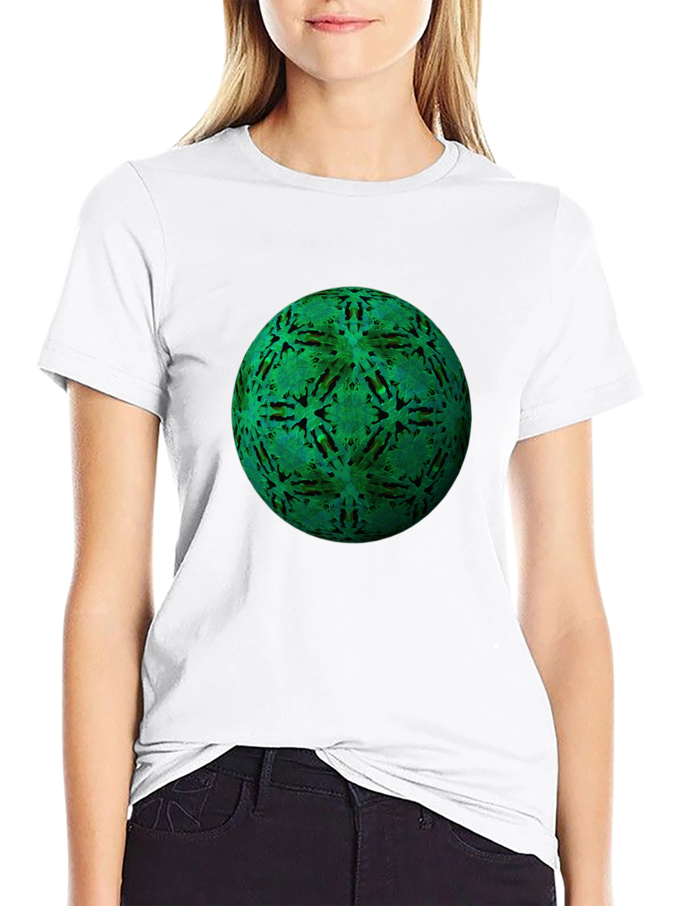 Green Orb Black T-Shirt - Unique Design