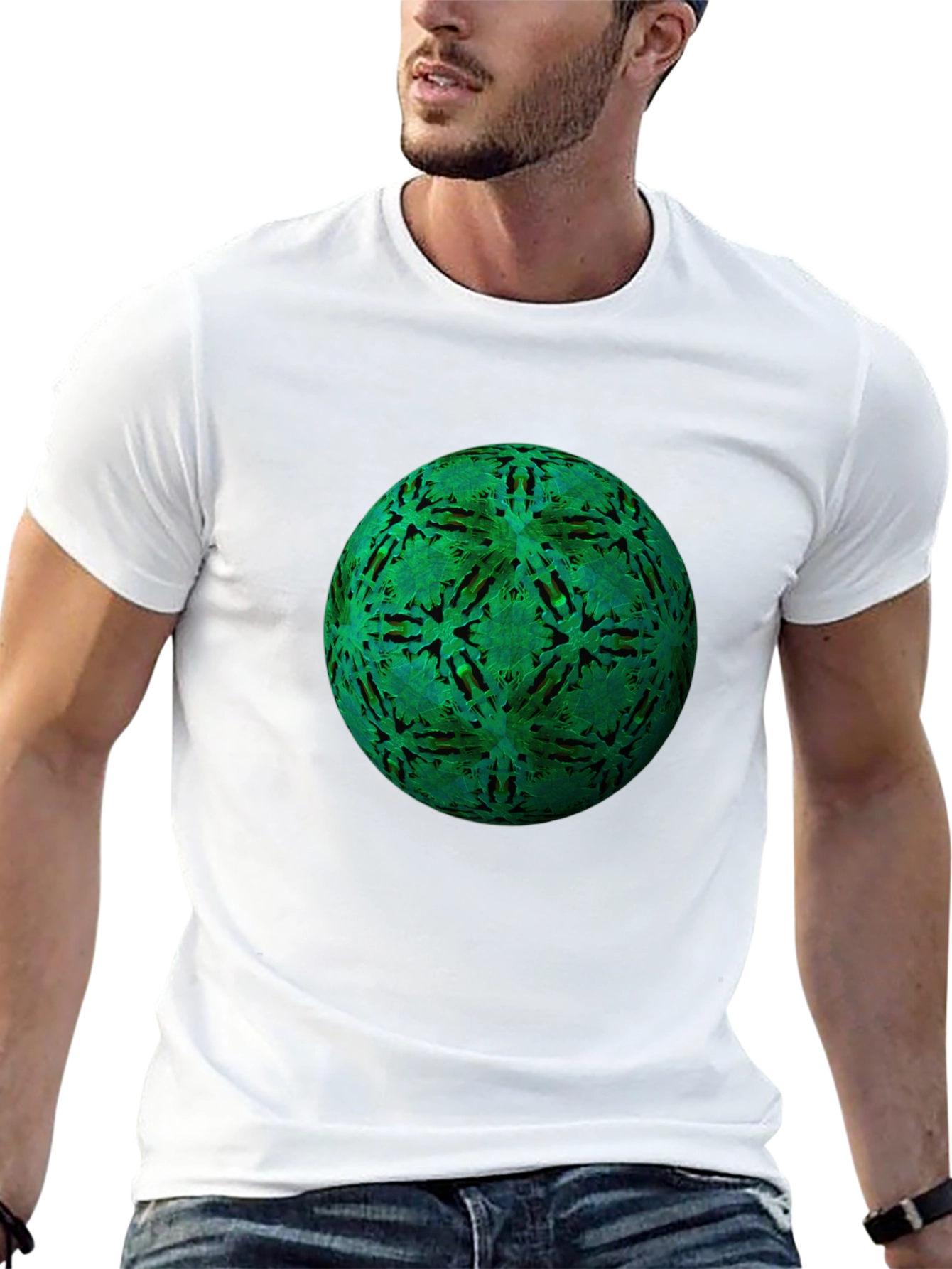 Green Orb Black T-Shirt - Unique Design