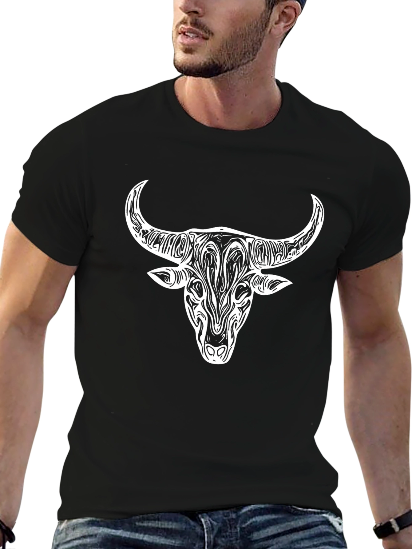 Bull Head Graphic Tee - Black