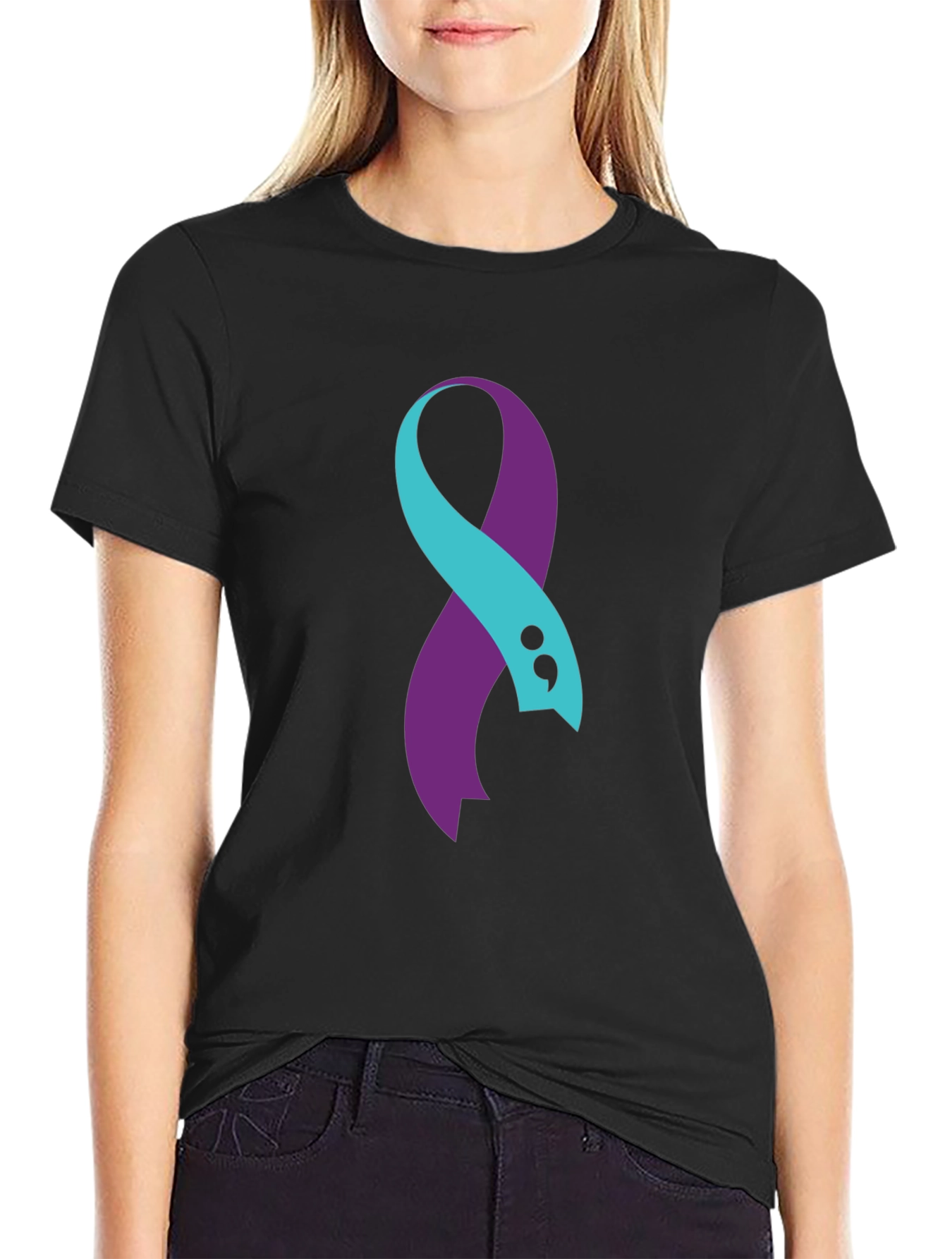 Semicolon Ribbon Mental Health Awareness T-Shirt