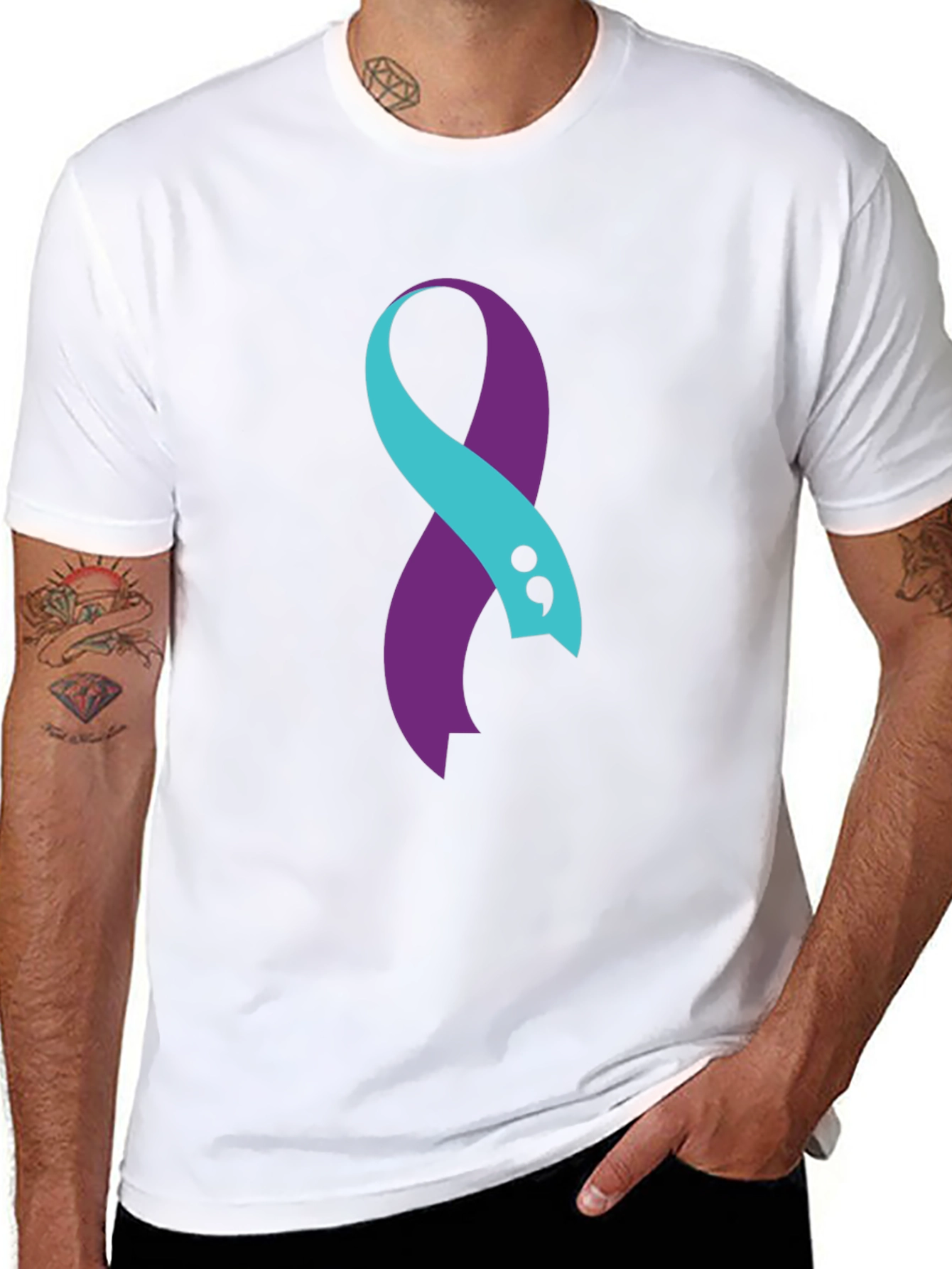 Semicolon Ribbon Mental Health Awareness T-Shirt