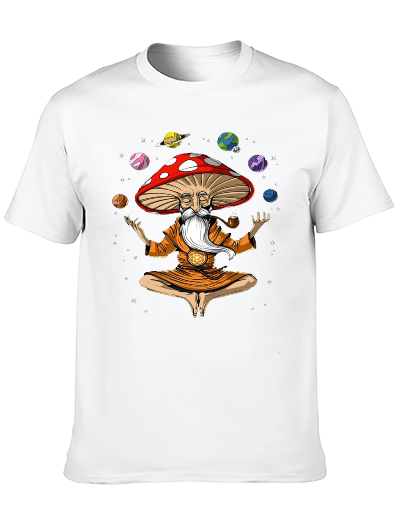 Mushroom Meditator Black Graphic T-Shirt