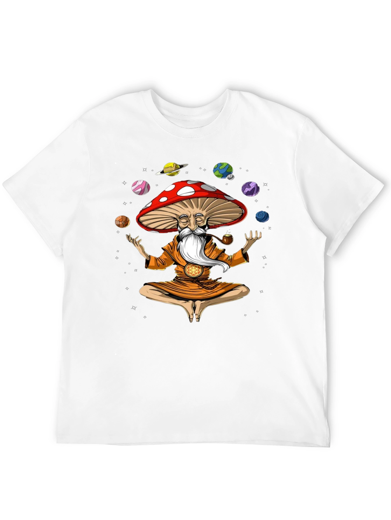 Mushroom Meditator Black Graphic T-Shirt